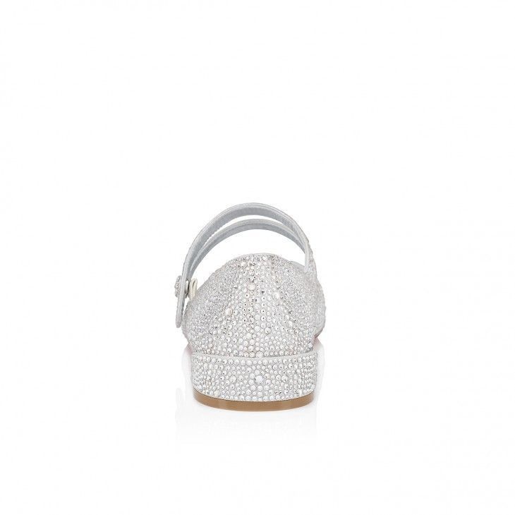 Christian Louboutin o1s1wg111024 Sweet Jane Strass Flats in Silver Size US 7 / IT 37 - 2 Thumbnail