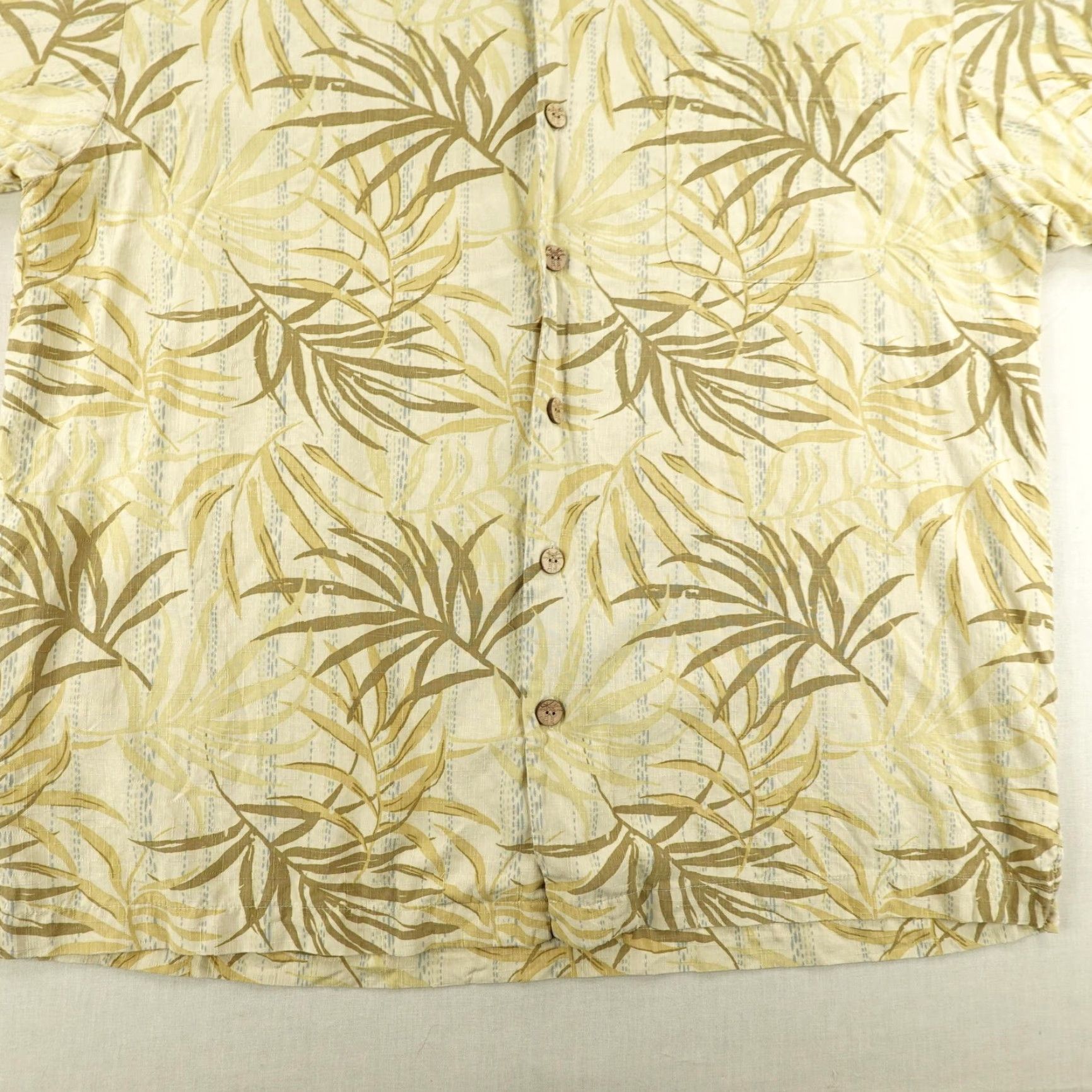 Vintage Kahala Shirt Mens Large Beige Beige Linen Hawaiian Camp Aloha Button Up Leaves Size US L / EU 52-54 / 3 - 4 Thumbnail