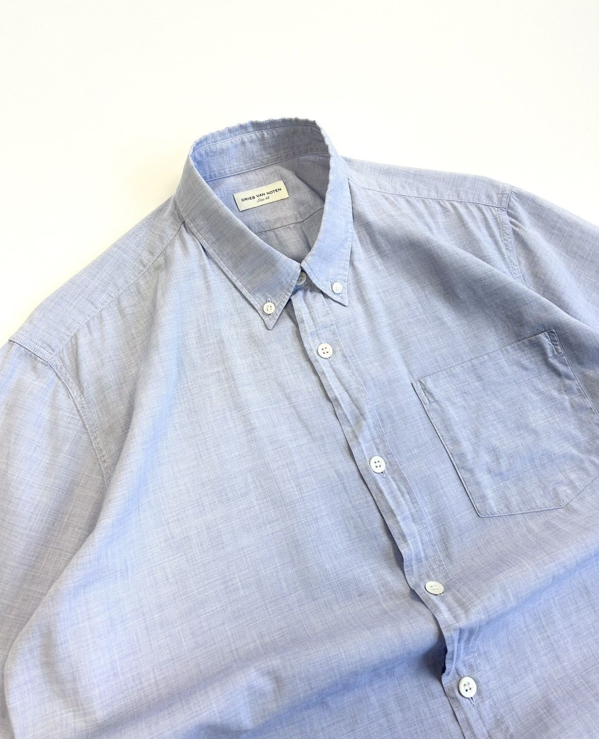 Dries Van Noten Dries Van Noten Vintage Blue Short Sleeve Button-Up Shirt Size US M / EU 48-50 / 2 - 10 Thumbnail