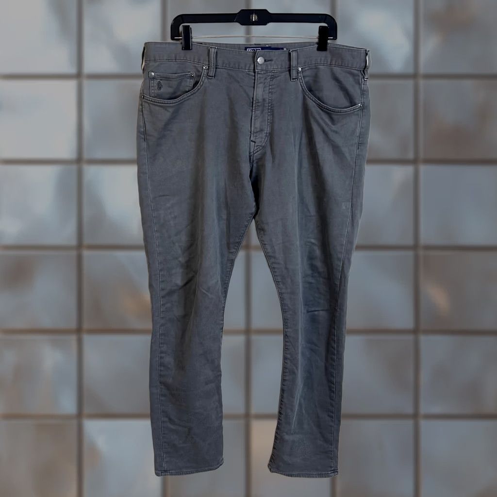 Polo Ralph Lauren Polo Ralph Lauren Gray Solid Cotton Slim Fit Five Pocket Chino Pants 36x32 Mens Size US M / EU 48-50 / 2 - 1 Thumbnail