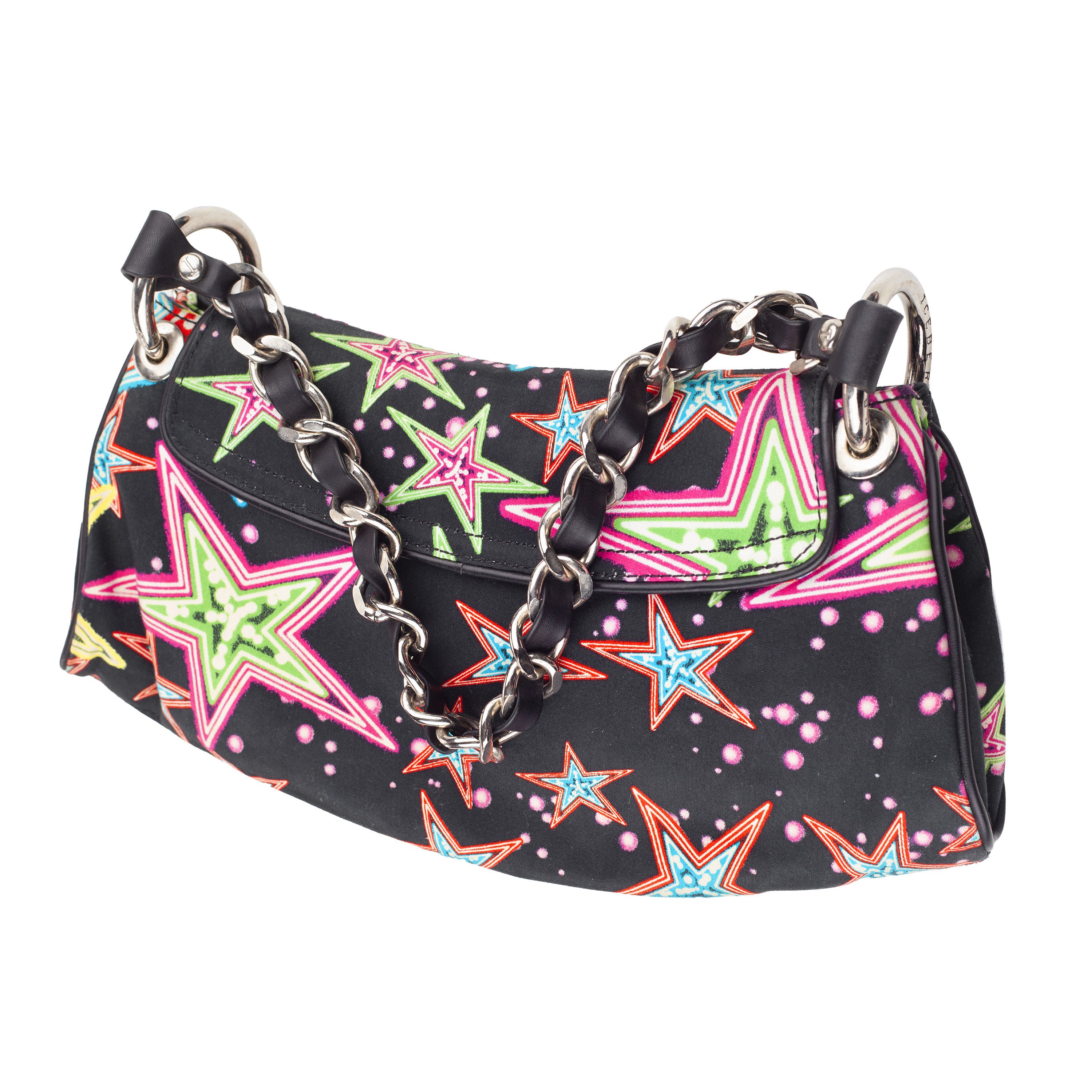 Iceberg Iceberg Stars Print Vintage Black Shoulder Bag Size ONE SIZE - 5 Thumbnail