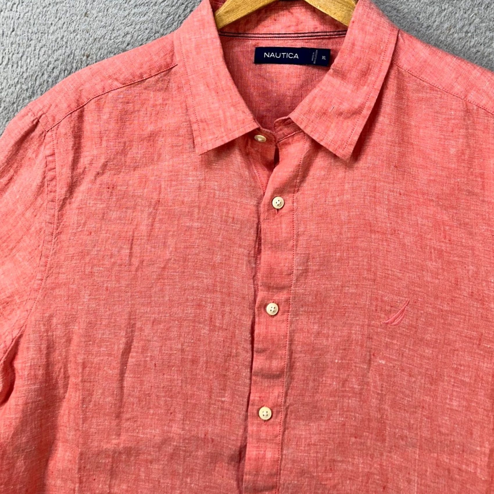 Nautica Nautica Linen Shirt Button Up Mens XL Pink Long Sleeve Casual Outdoor Comfort Button-Up Shirt Mens XL Pink Linen Breathing Preppy Size US XL / EU 56 / 4 - 5 Thumbnail