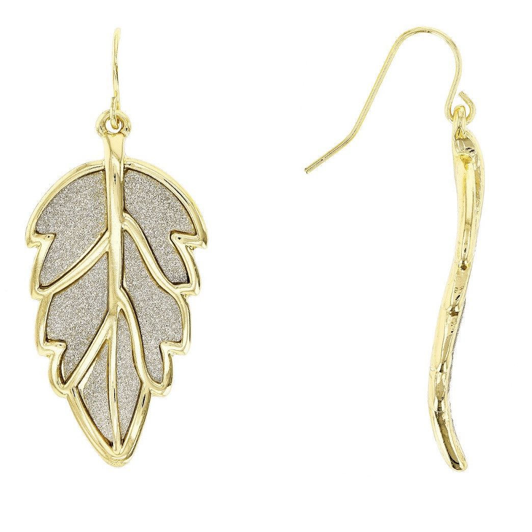 Other Shimmery gold tone leaf dangle earrings Size ONE SIZE - 2 Thumbnail