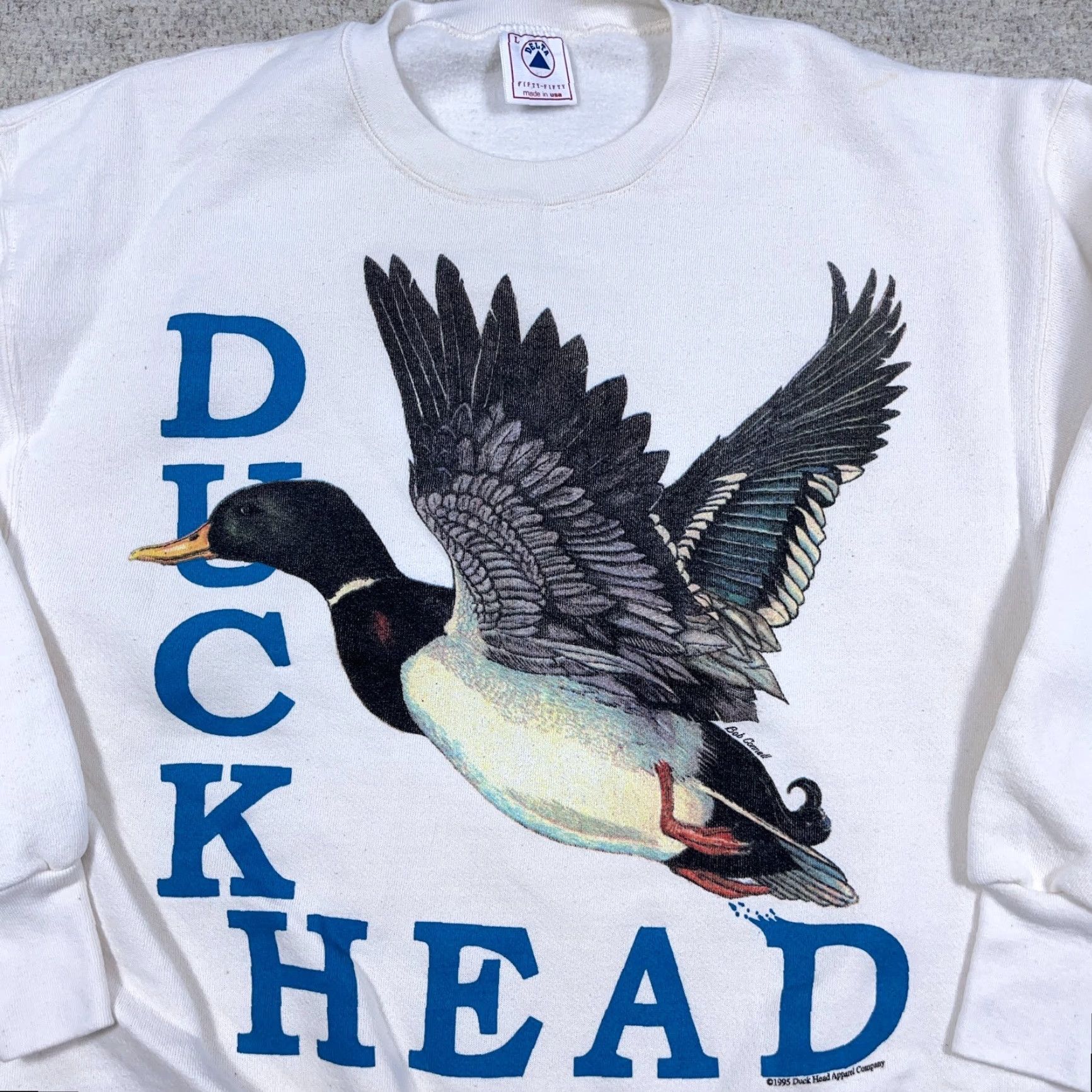 Vintage Vintage Duck Head Sweatshirt Men M White 90s Crewneck Spellout Nature Adult Size US M / EU 48-50 / 2 - 2 Thumbnail