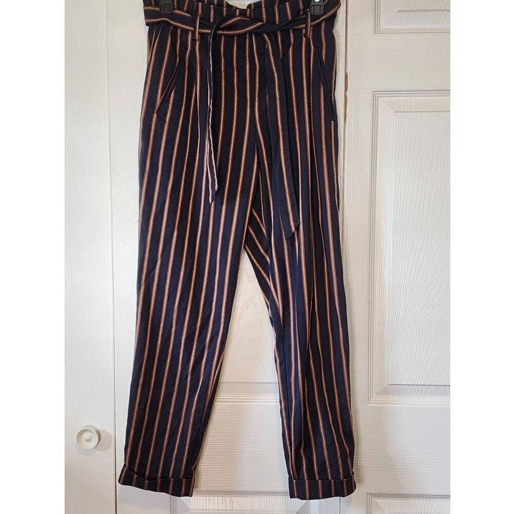 Zara Zara Navy Striped Pants Size 27" / US 4 / IT 40 - 1 Thumbnail