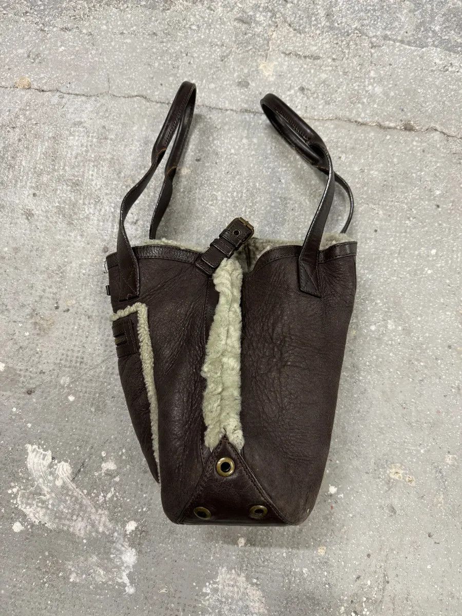 Jean Paul Gaultier × Vintage 1990s Jean Paul Gaultier Brown Leather Shearling Bag Size ONE SIZE - 5 Thumbnail