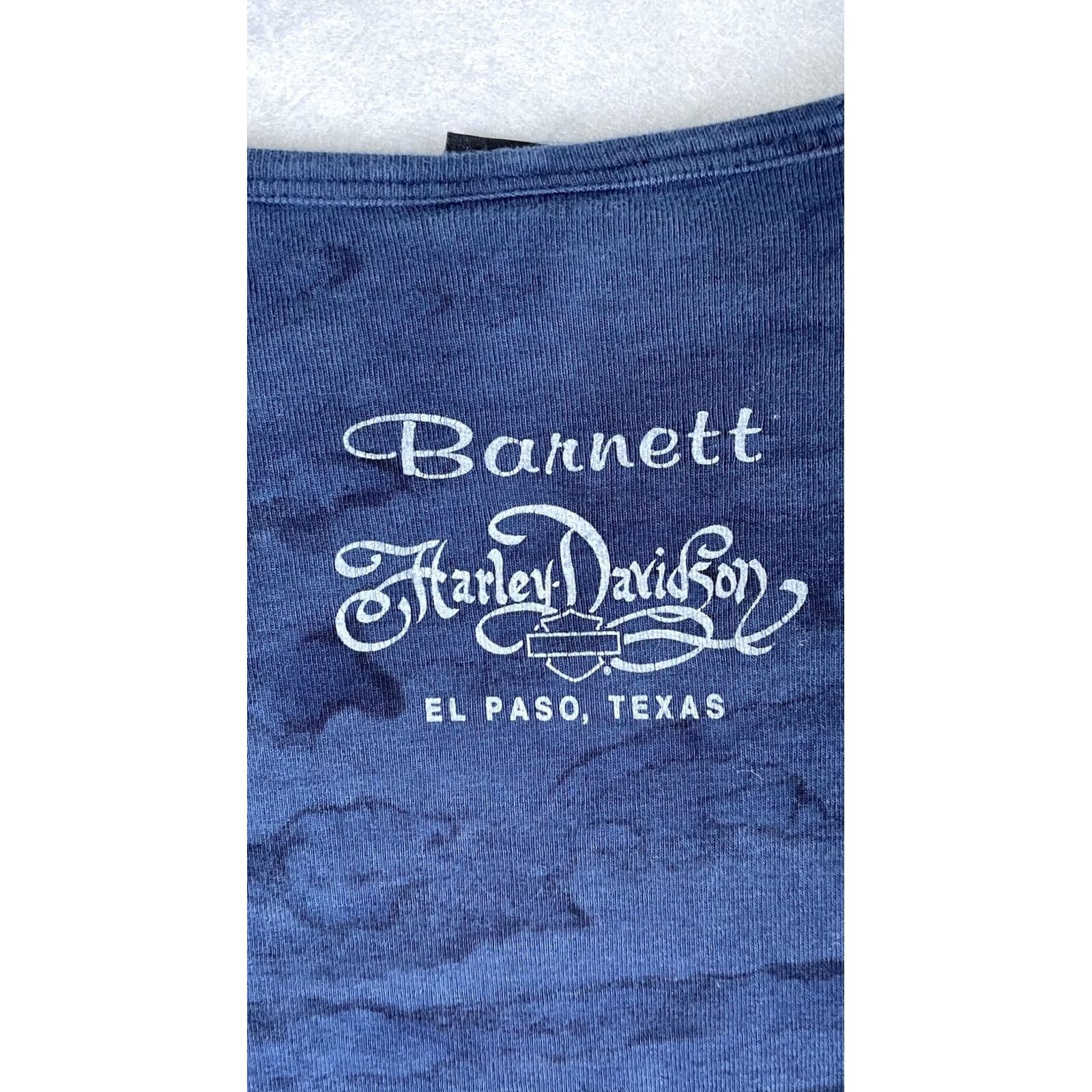 Harley Davidson Harley-Davidson Shirt Womens Large Blue V-Neck 3/4 Sleeve Barnett El Paso Size L / US 10 / IT 46 - 7 Thumbnail