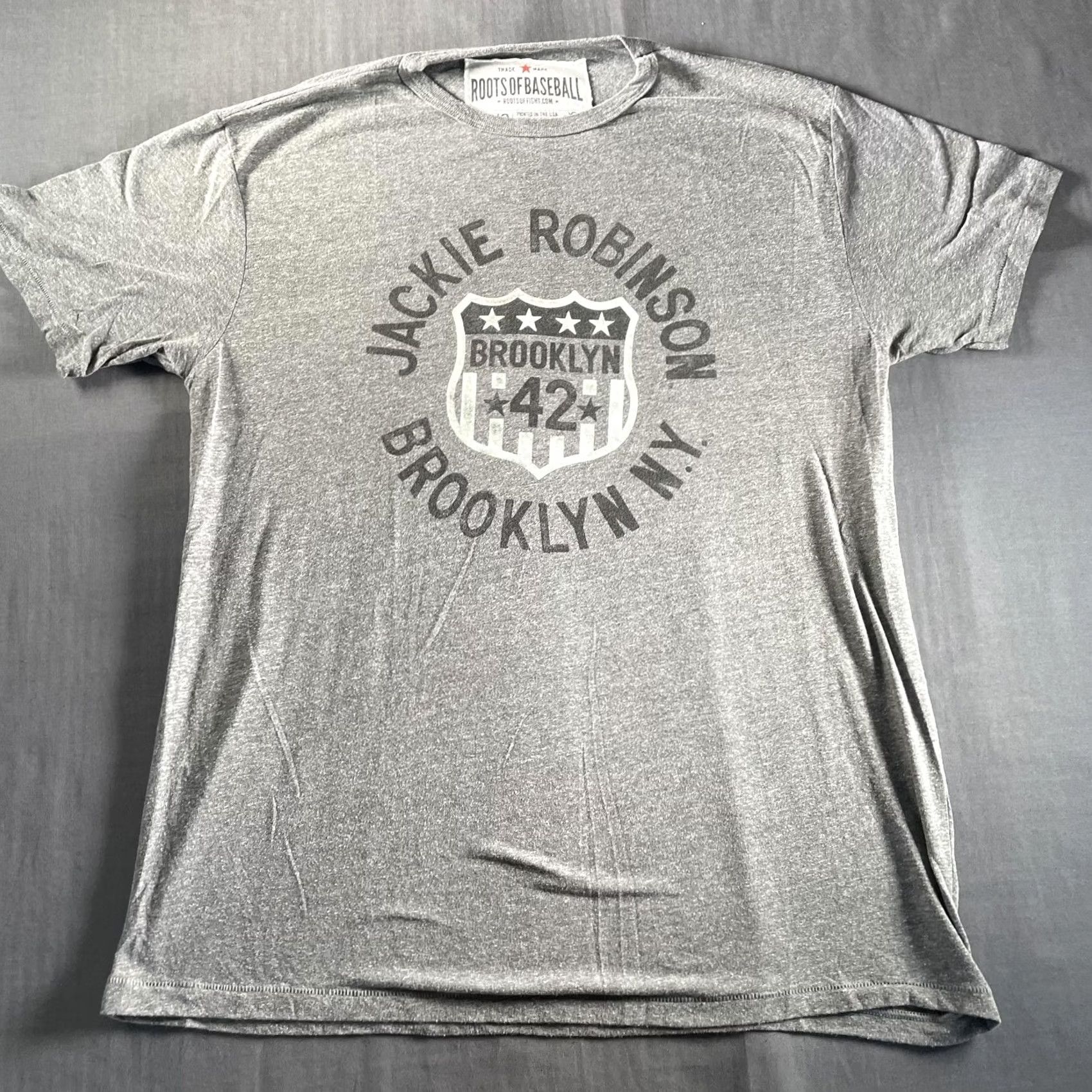 Roots Roots of Fight Jackie Robinson Shirt Mens Large Brooklyn 42 Baseball RM13015 Size US L / EU 52-54 / 3 - 4 Thumbnail