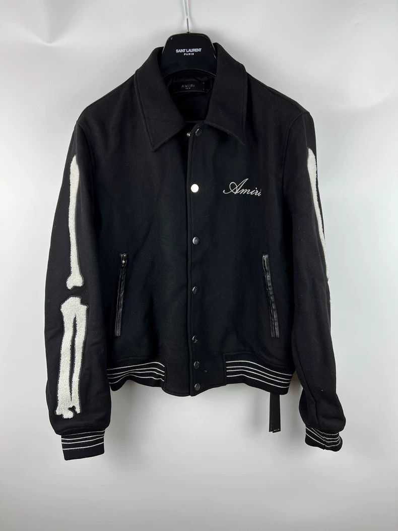 Amiri Amiri Black Wool Bone Baseball Jacket Size US L / EU 52-54 / 3 - 1 Thumbnail