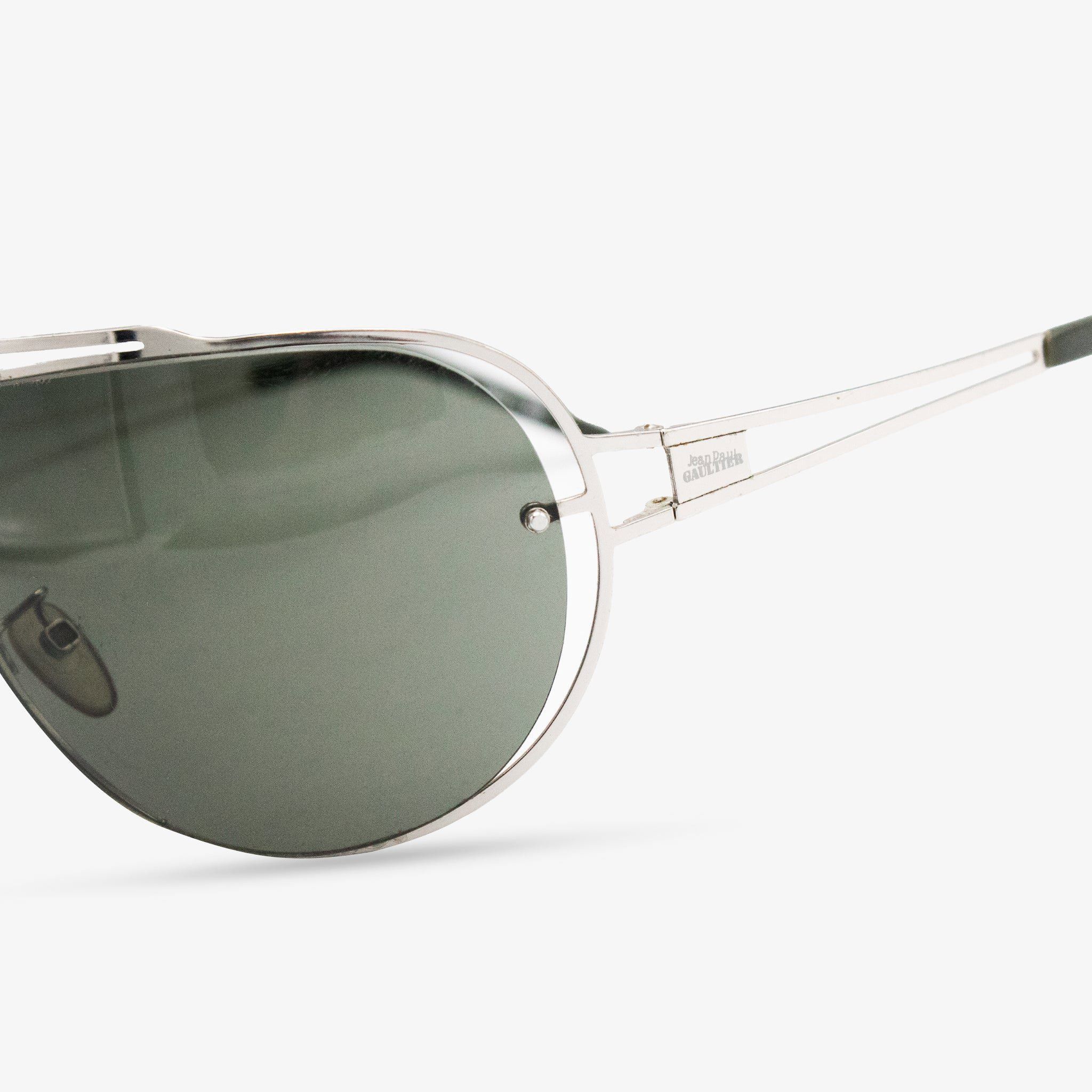 Jean Paul Gaultier Jean Paul Gaultier Dark Green Silver Frame Sunglasses Size ONE SIZE - 2 Thumbnail