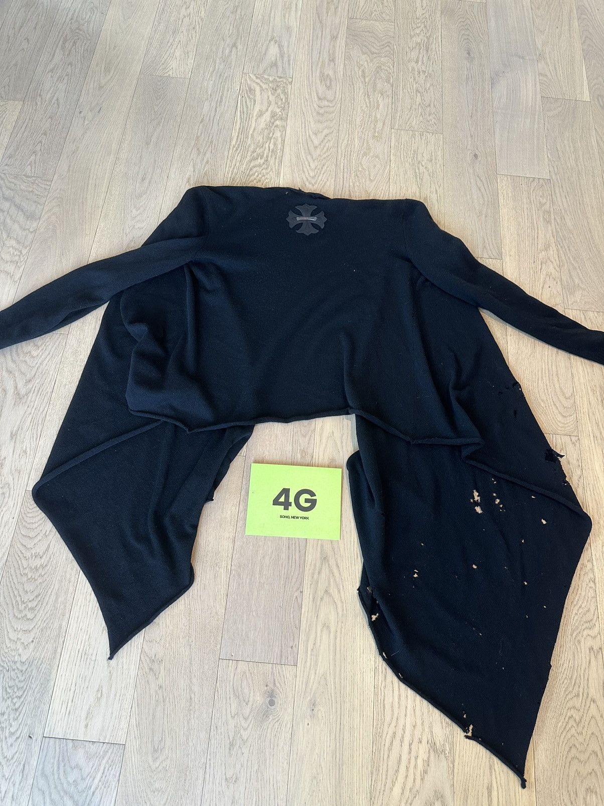Chrome Hearts CHROME HEARTS THRASHED CASHMERE SWEATER CARDIGAN CROSS PATCH Size US M / EU 48-50 / 2 - 1 Thumbnail