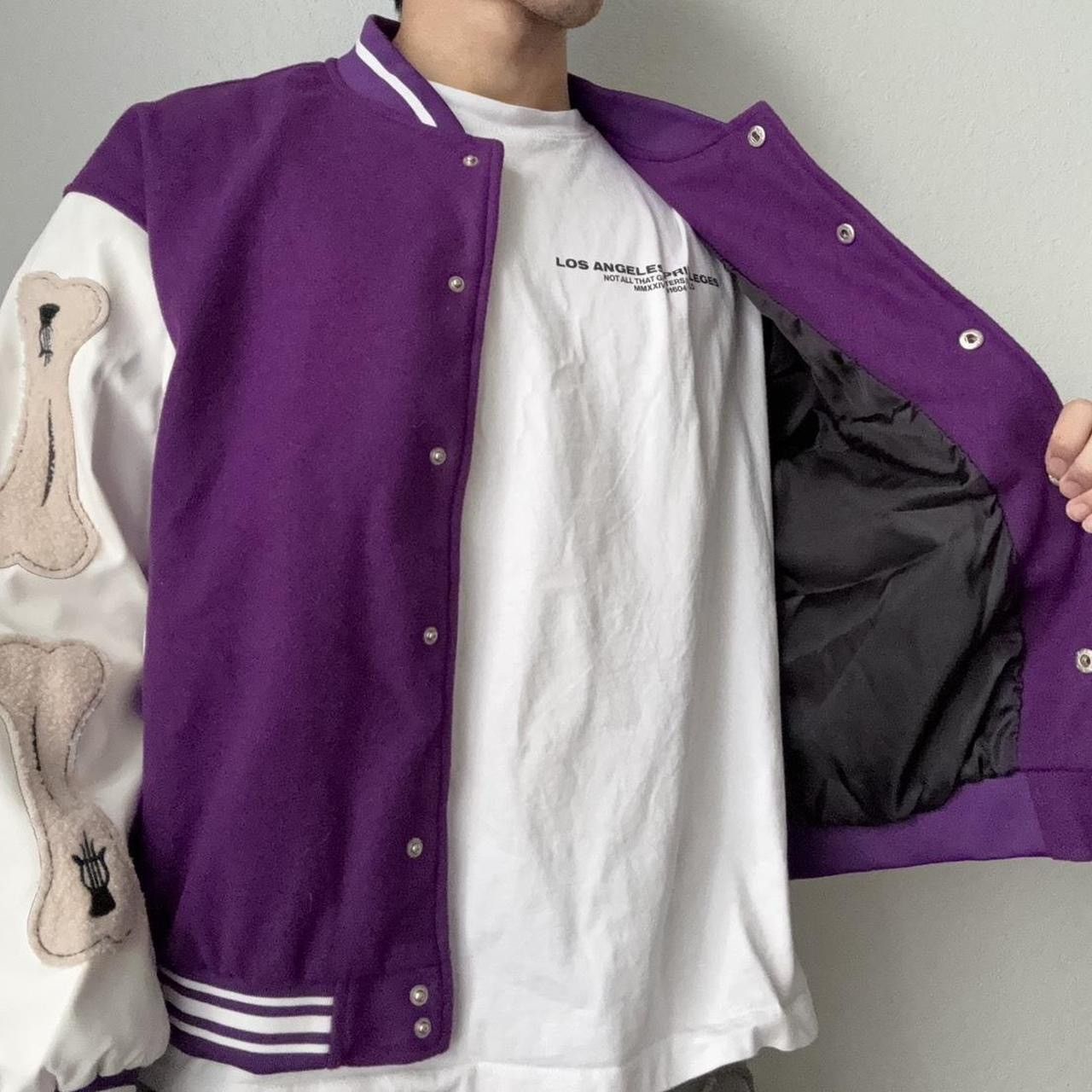 Other Skeleton Bones Embroidered Varsity Purple Jacket Size US L / EU 52-54 / 3 - 6 Thumbnail