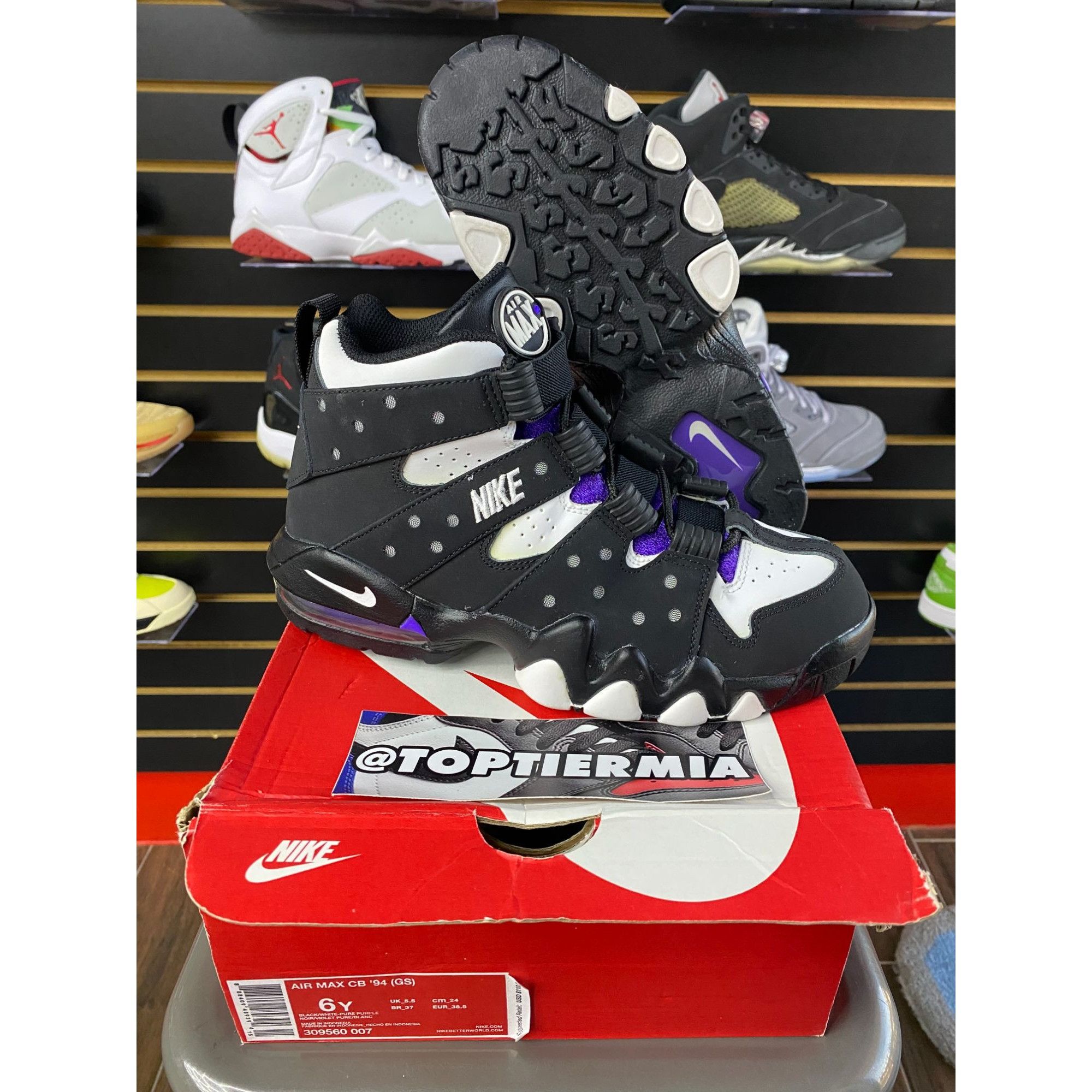 Nike NIKE AIR MAX CB 94 BLACK WHITE PURPLE SZ 6Y Size US 6 / EU 39 - 1 Thumbnail