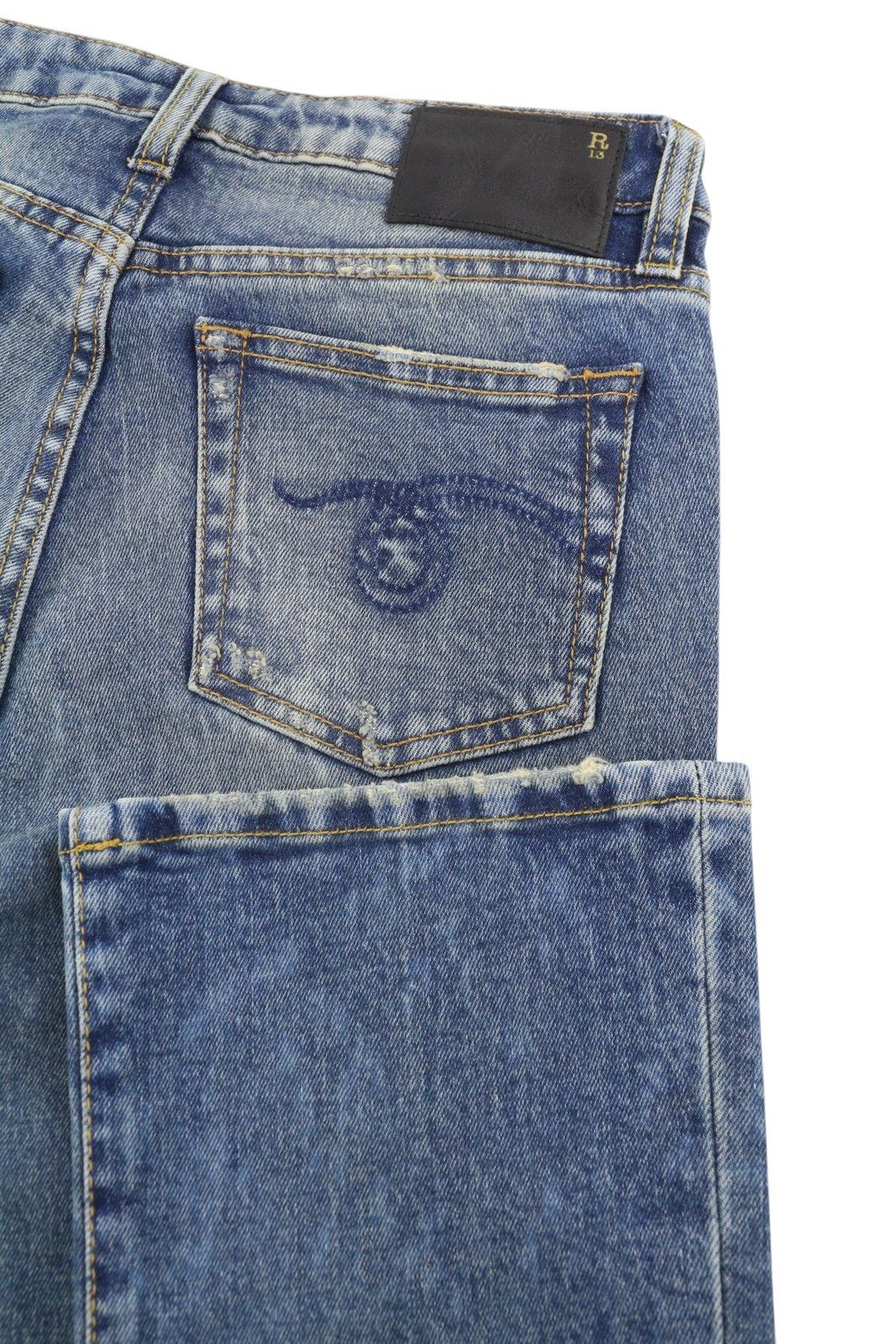 R13 KICK FIT 24 Kelly Stretch Washed Faded Ankle Cropped 86331 Size 24" / US 00 / IT 34 - 6 Thumbnail