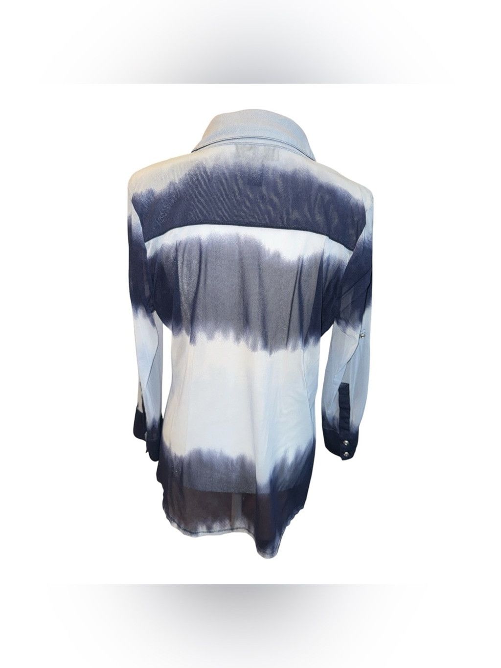 I.N.C Women's Button-up Shirt with a Bold Navy and White ombré pat Size XL / US 12-14 / IT 48-50 - 2 Thumbnail