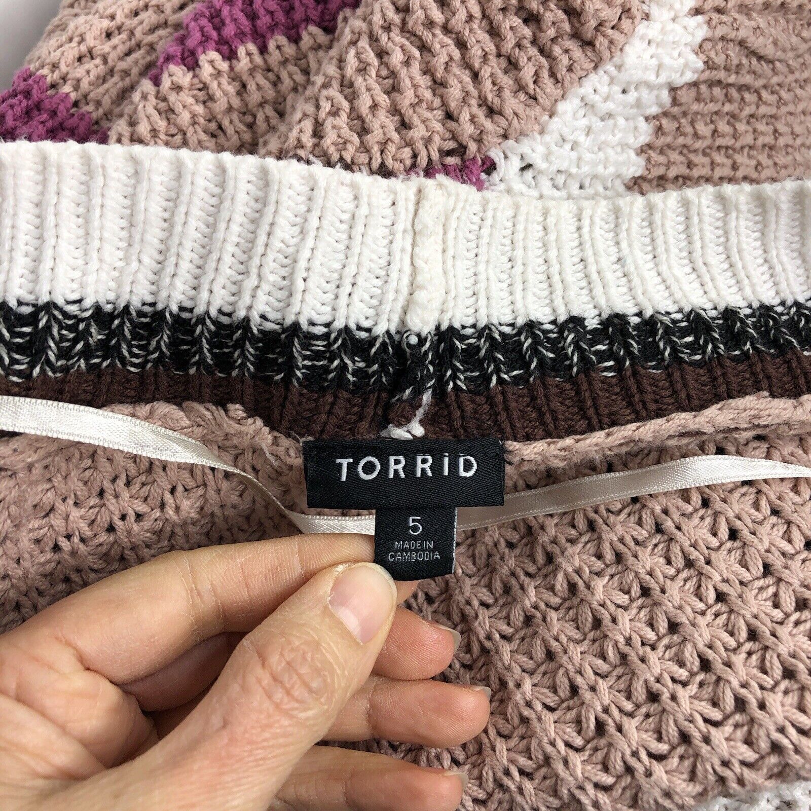 Torrid Torrid Striped Open Front Pocket Cardigan Sz 5X Pink Brown Size ONE SIZE - 9 Thumbnail