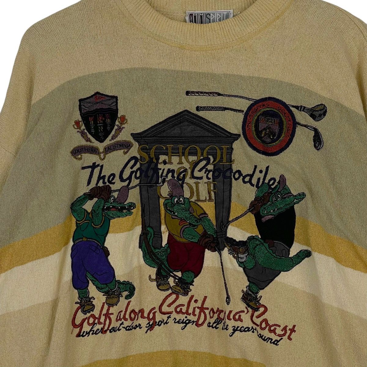 Vintage Vintage School The Golfing Crocodile Embroidered Cream Size US XL / EU 56 / 4 - 4 Thumbnail