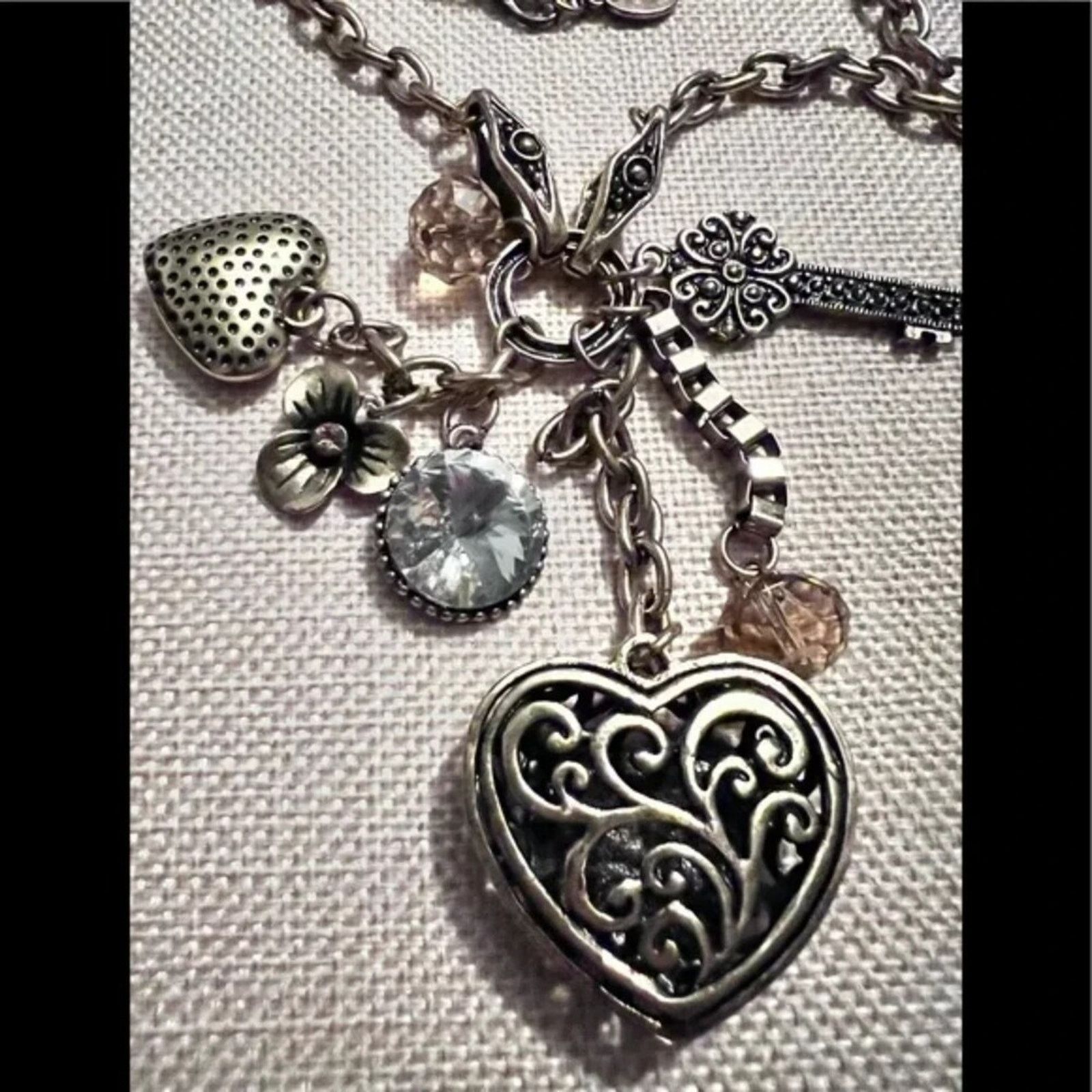 Other A&A Gold Tone Rolo Chain Charm Necklace 7 Charms 30” Size ONE SIZE - 8 Thumbnail