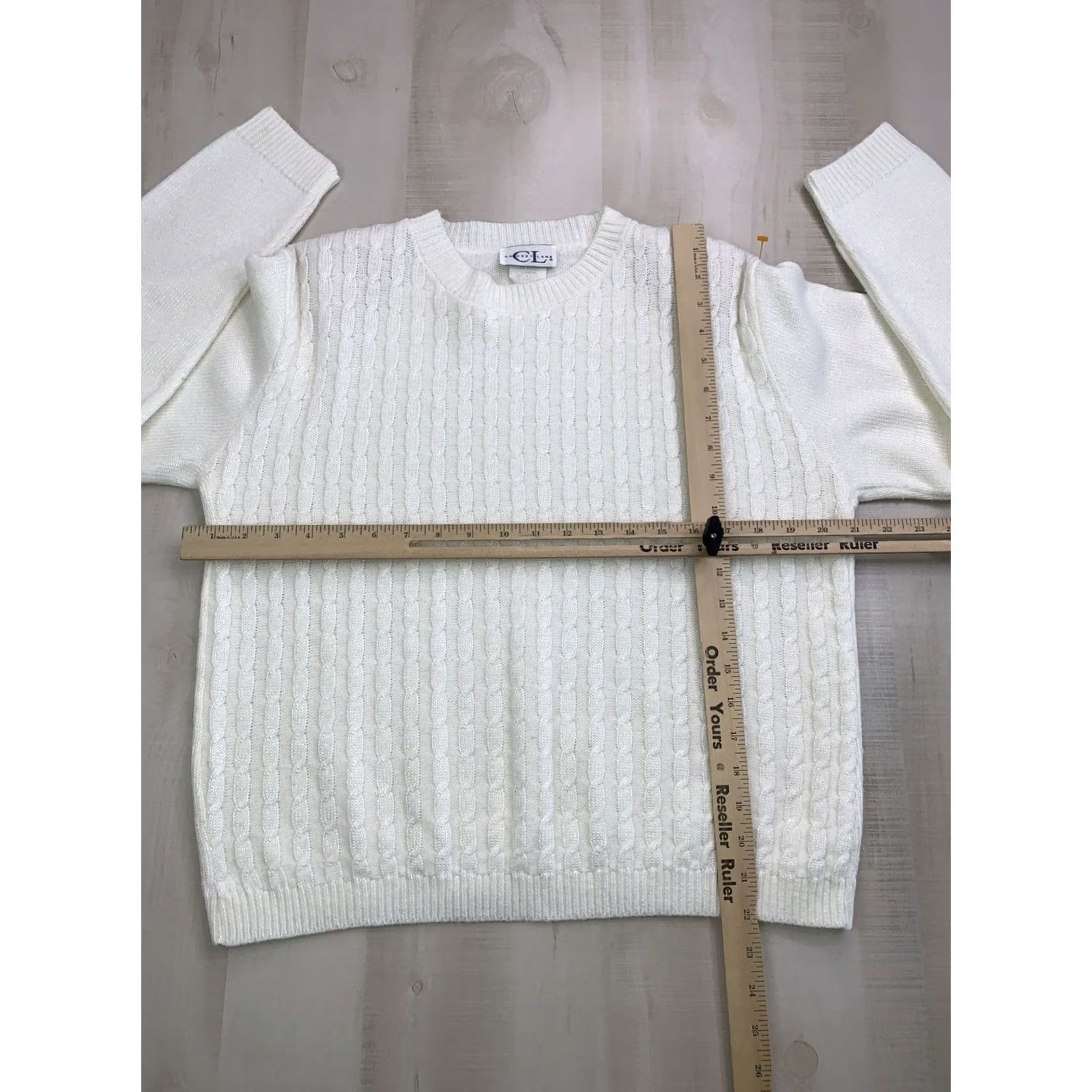 Vintage VINTAGE Cricket Lane Ivory Cable-Knit Womens Sweater Large USA Made Pullover Knit Long Sleeve Casual 80s Size L / US 10 / IT 46 - 2 Thumbnail
