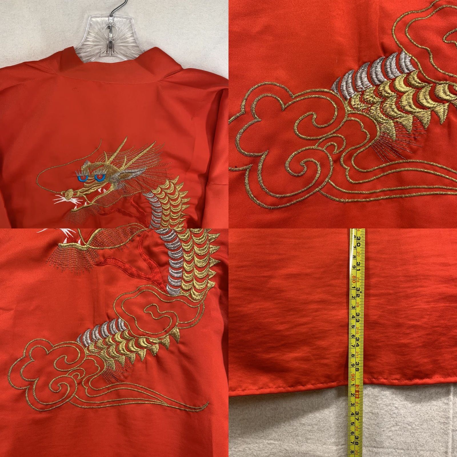 Vintage VINTAGE Kimono Robe Red Embroidered Dragon Made in Japan 100% Polyester Women One Size V-Neck 3/4 Sleeve Size ONE SIZE - 11 Thumbnail