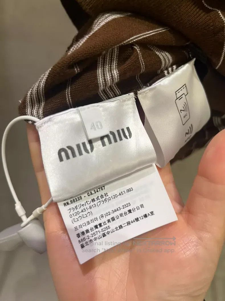 Miu Miu Miu Miu 40 Retro striped lapel short sleeve knit top Size L / US 10 / IT 46 - 5 Thumbnail