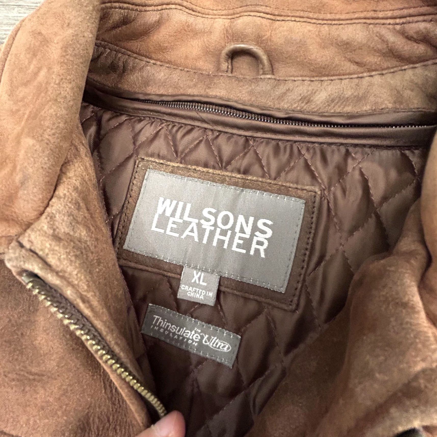 Vintage VINTAGE Wilsons Leather Jacket Womens XL Suede Full Zip Coat Thinsulate Ultra Lined Quilted Insulated Casual Fall Winter Spring Brown Size XL / US 12-14 / IT 48-50 - 2 Thumbnail