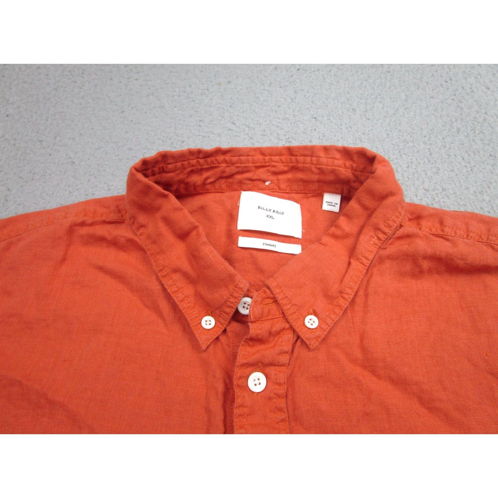 Billy Reid VINTAGE Billy Reid Shirt Men's 2XL Short Sleeve Linen Button-Down Orange Casual Summer Fit Size US XXL / EU 58 / 5 - 3 Thumbnail