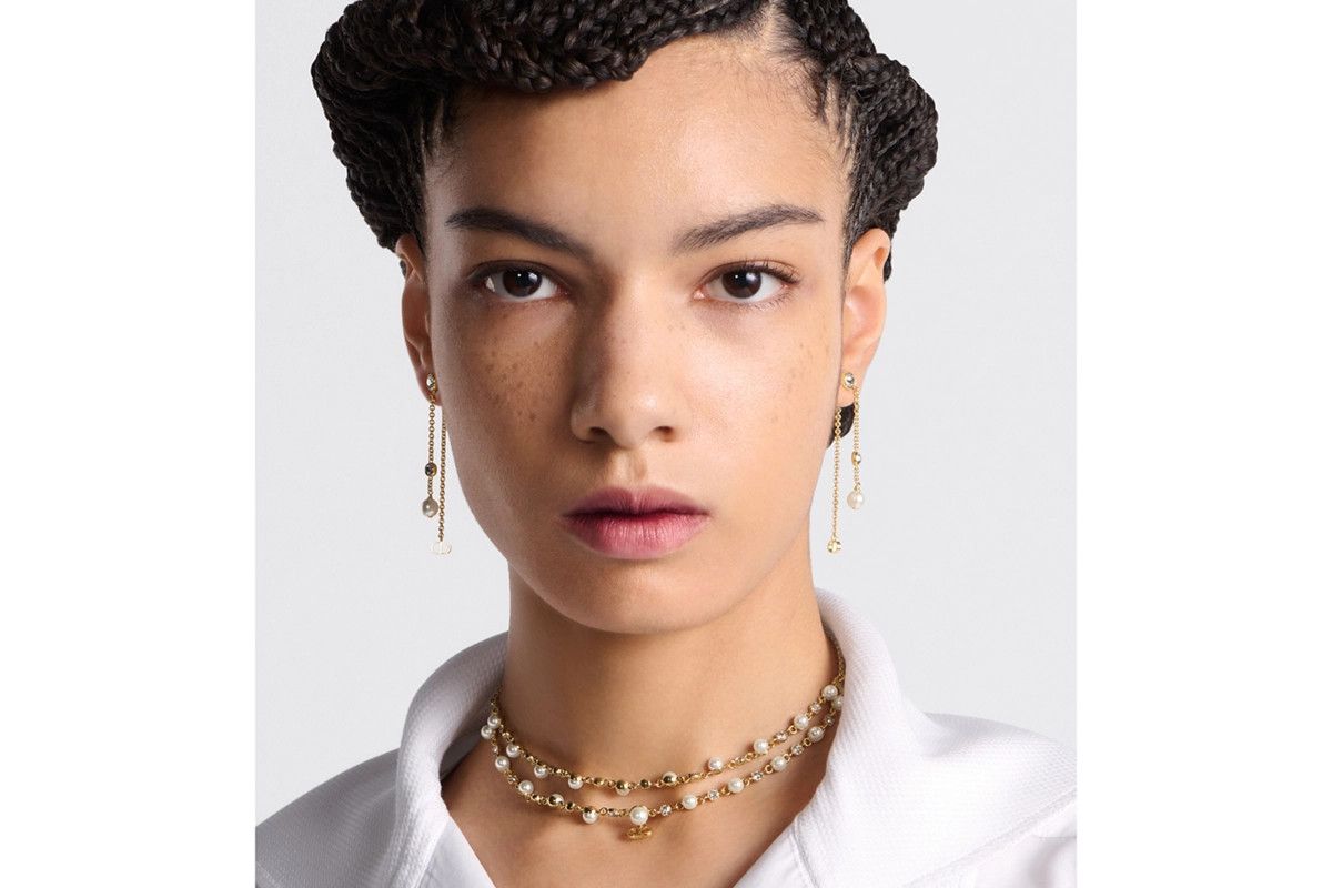 Dior o1bcso1str0126 Size:OS/Cd Treasure Earrings in Golden/White Size ONE SIZE - 5 Thumbnail