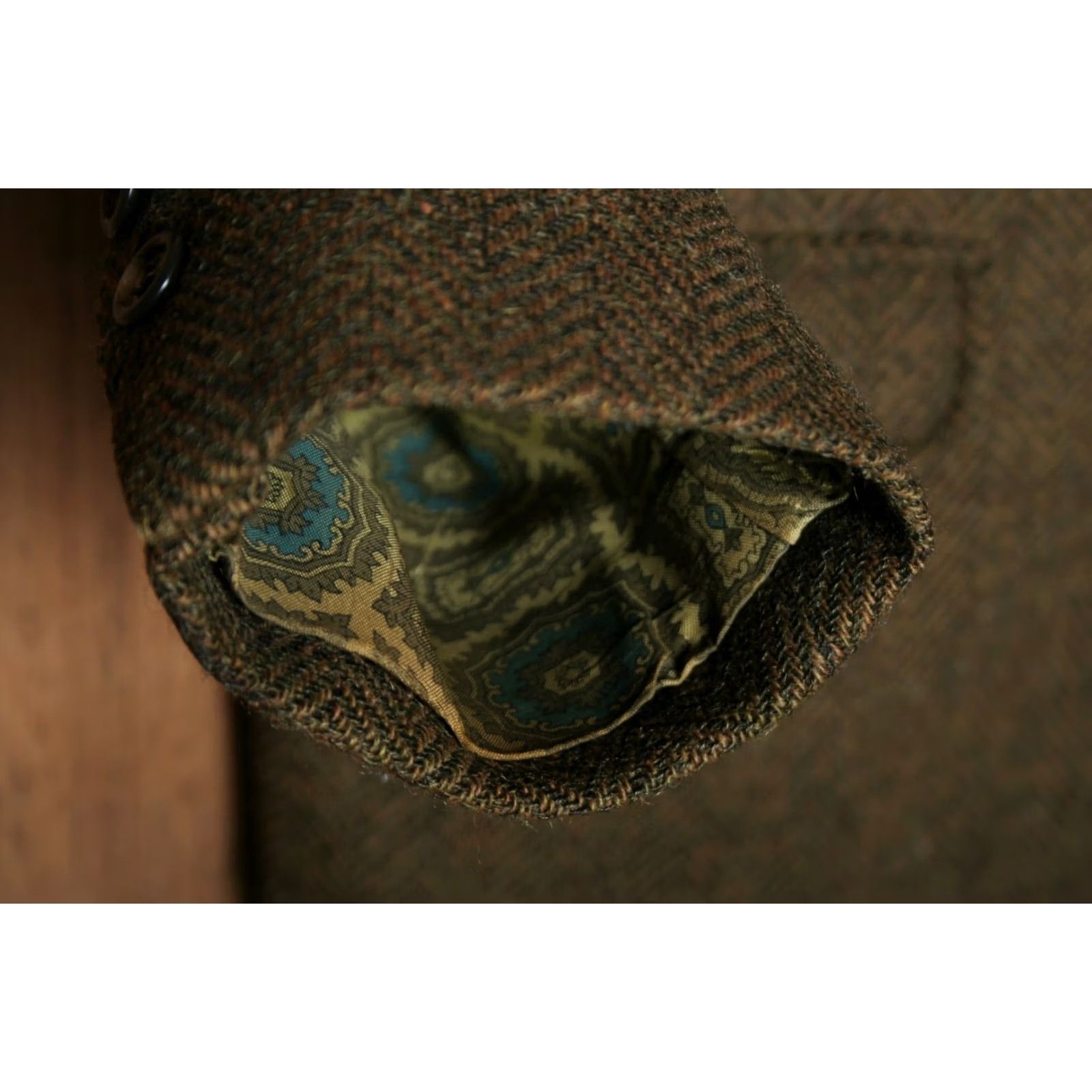 Vintage VINTAGE Clubman Green Herringbone Wool 3-Button Sport Coat 42-44 Mens Jacket Size US XS / EU 42 / 0 - 7 Thumbnail