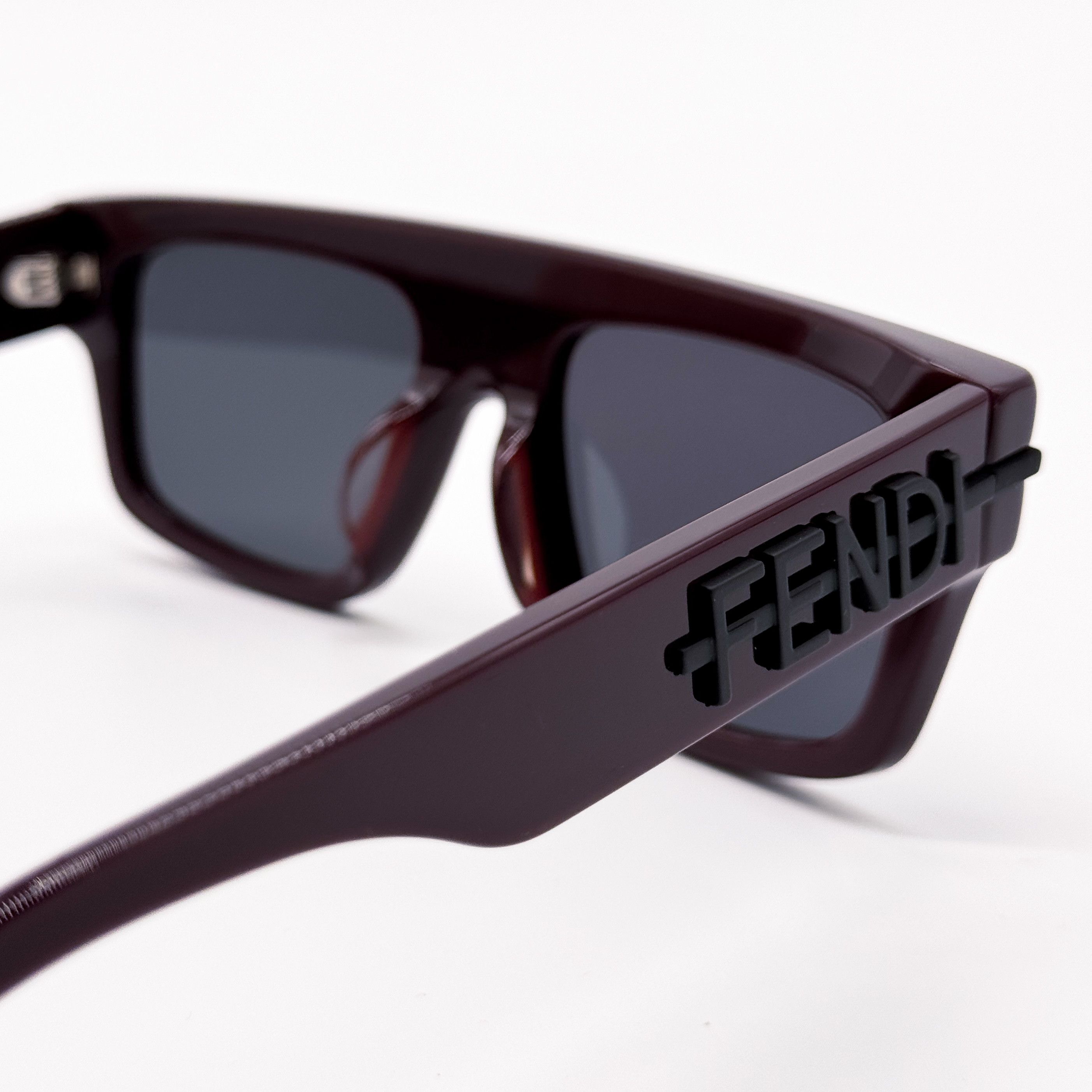 Fendi NEW FENDI FE40091U 69A BORDEAUX GREY SQUARE MEN SUNGLASSES Size ONE SIZE - 6 Thumbnail
