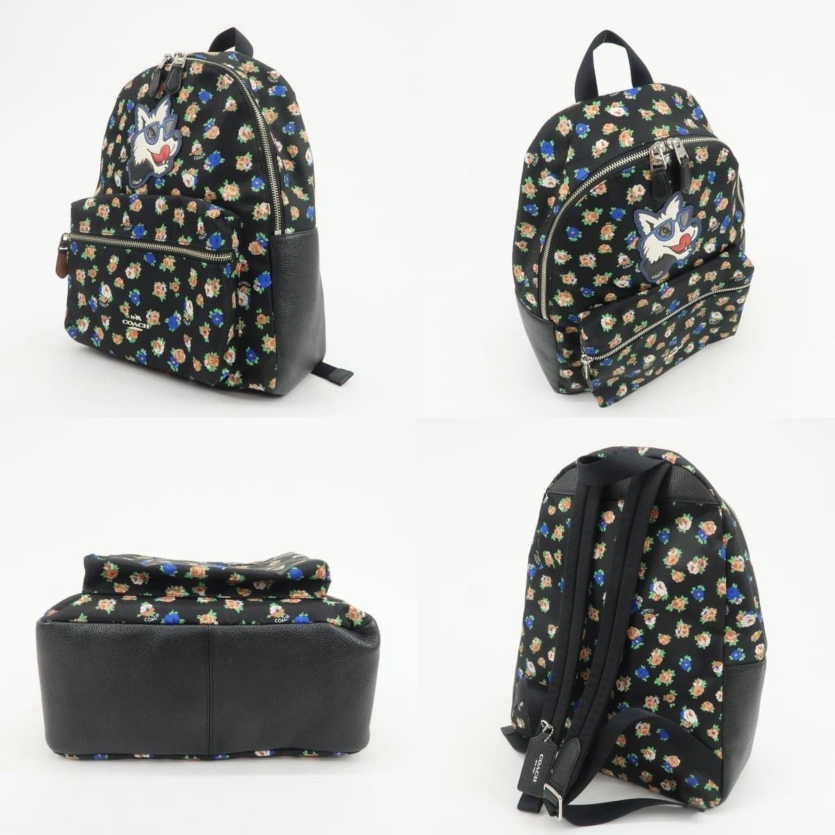 Coach Coach Charlie Floral Nylon & Leather Backpack Black Size ONE SIZE - 3 Thumbnail