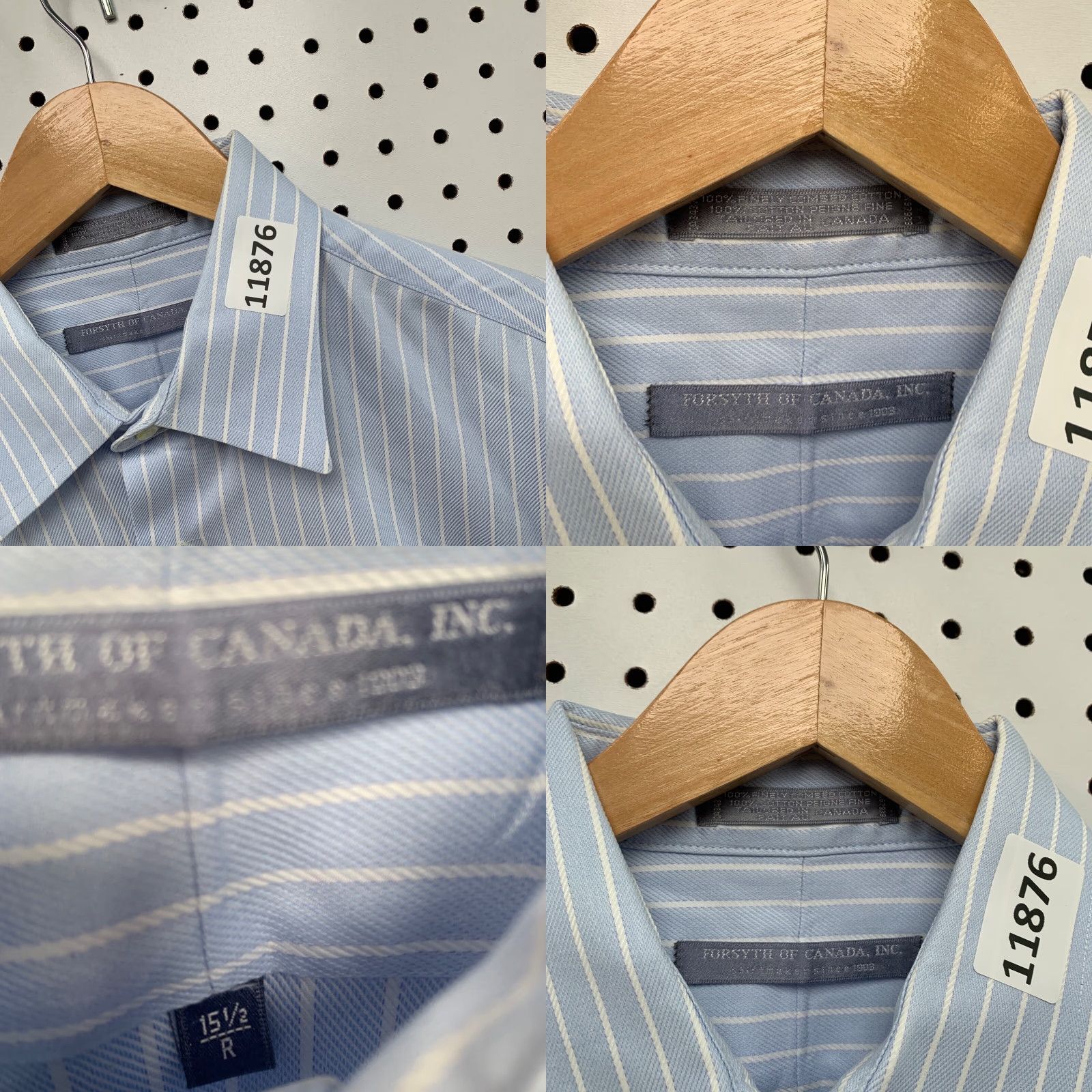 Vintage Forsyth Of Canada Shirt 15.5 Regular Blue Striped Button-Up Mens Size US L / EU 52-54 / 3 - 8 Thumbnail