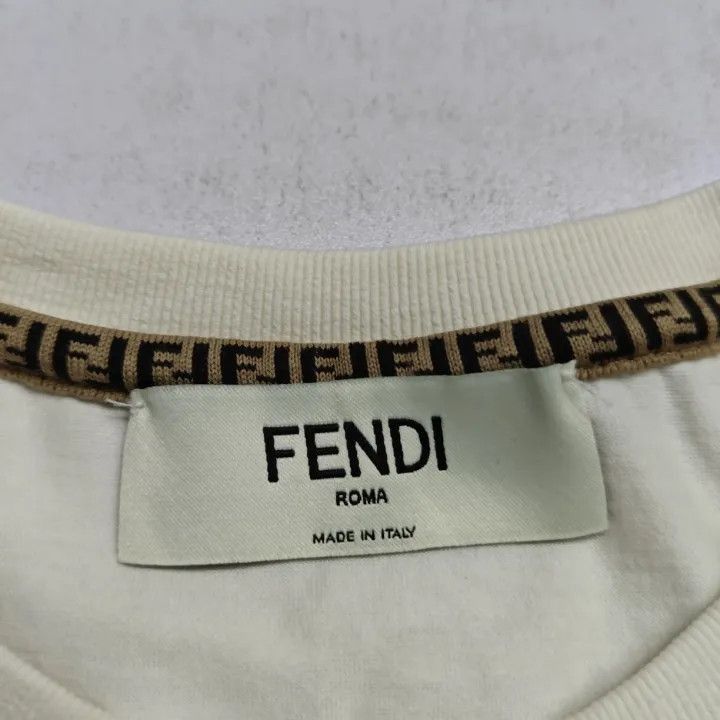 Fendi Fendi Logo Embroidered White Short Sleeve T-Shirt -2507 Size S / US 4 / IT 40 - 3 Thumbnail