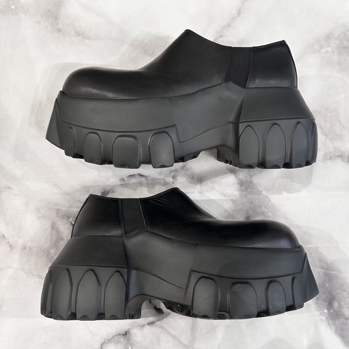 Rick Owens RICK OWENS BLACK LEATHER PORTERVILLE MEGA SLIP-ONS SIZE 40 Size US 10 / IT 40 - 1 Thumbnail