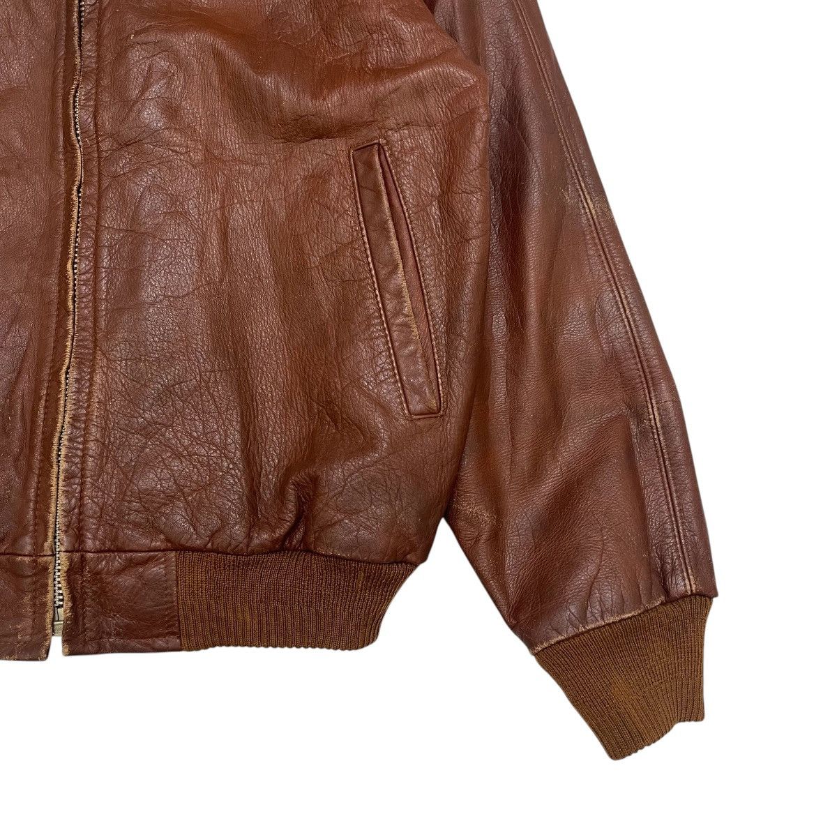 Genuine Leather Vintage Free Time Leather Bomber Jacket Size US S / EU 44-46 / 1 - 8 Thumbnail