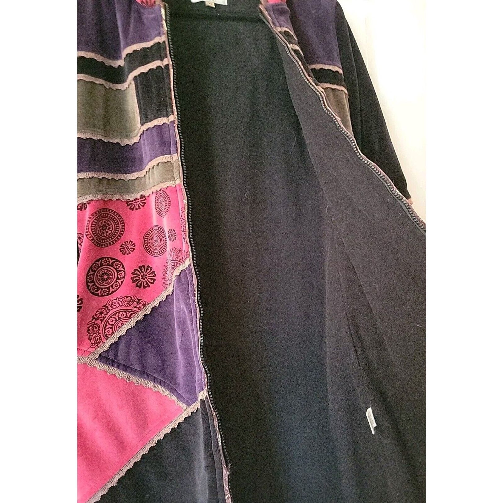 Other Collection Royal Red Purple Velvet Hooded Fleece Lined Boho Size M / US 6-8 / IT 42-44 - 9 Thumbnail