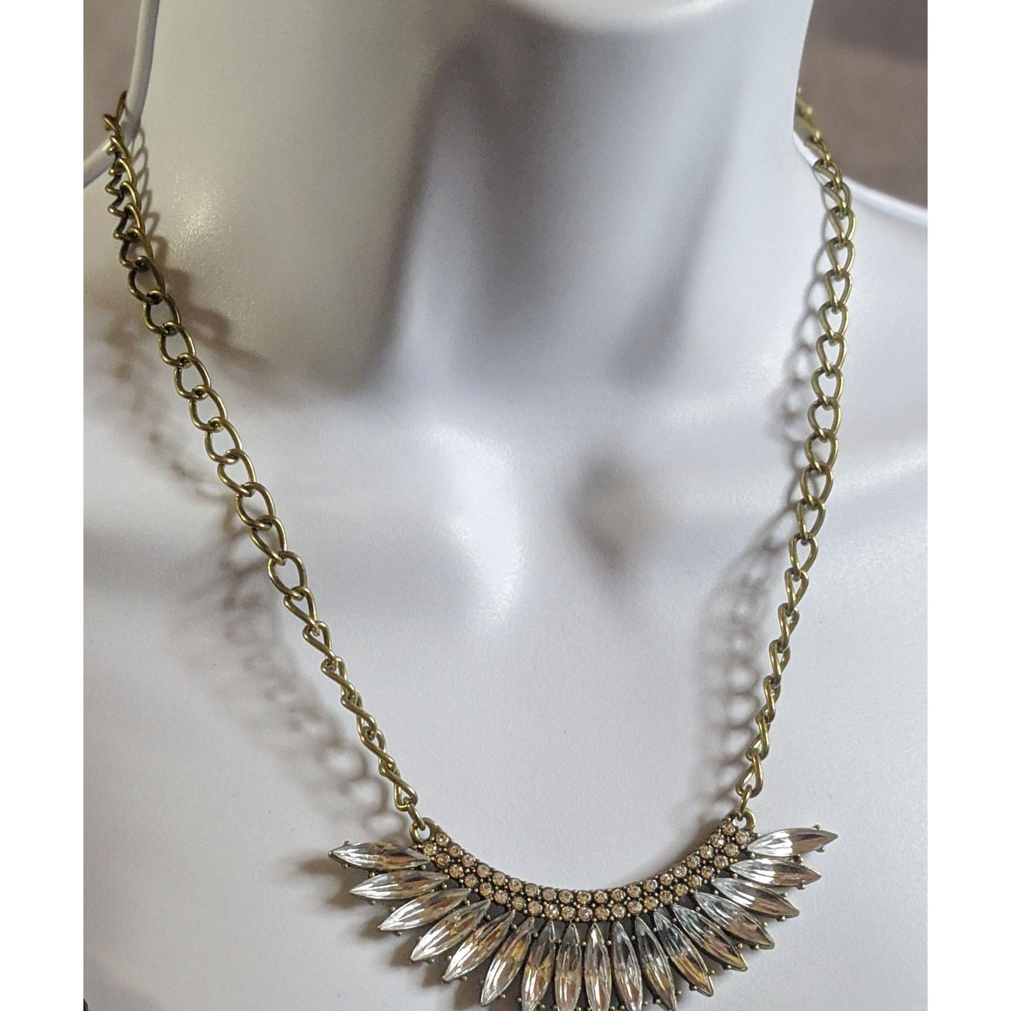 Other Vintage Art Deco Style Statement Necklace With Clear Rhinest Size ONE SIZE - 2 Thumbnail