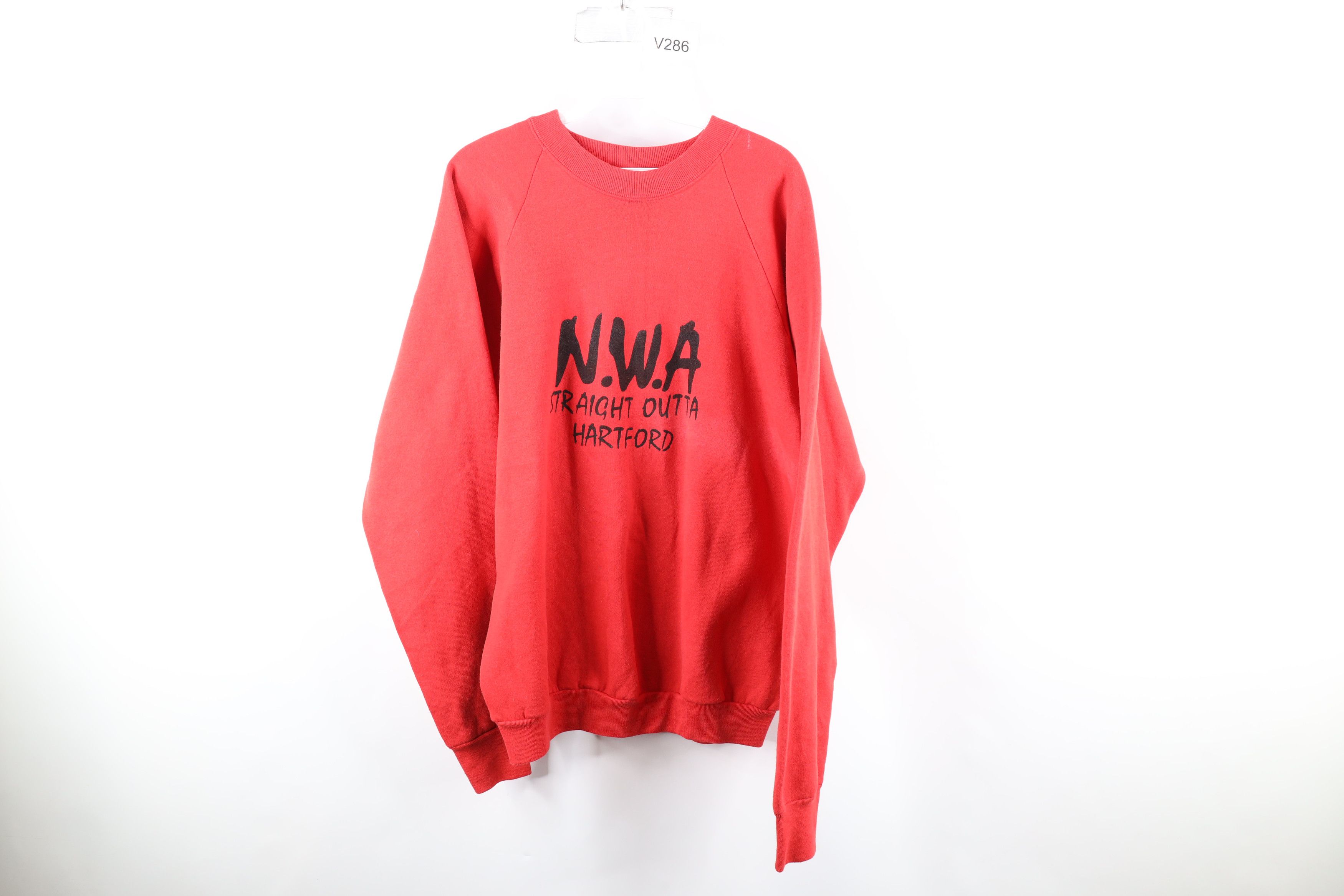 Image of Vintage 90's Streetwear Nwa Rap Hip Hop Sweatshirt Red Usa, Men's (Size XL)