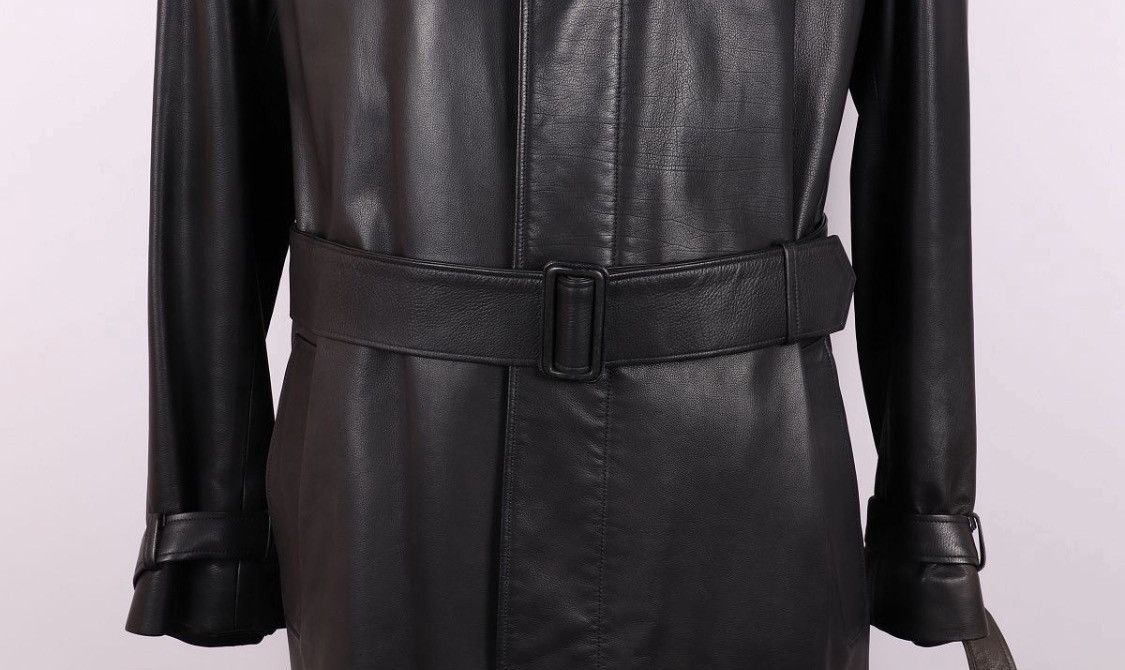 Hermes Hermes Leather Lambskin Belt Detail Biker Trench Coat Size US M / EU 48-50 / 2 - 2 Thumbnail