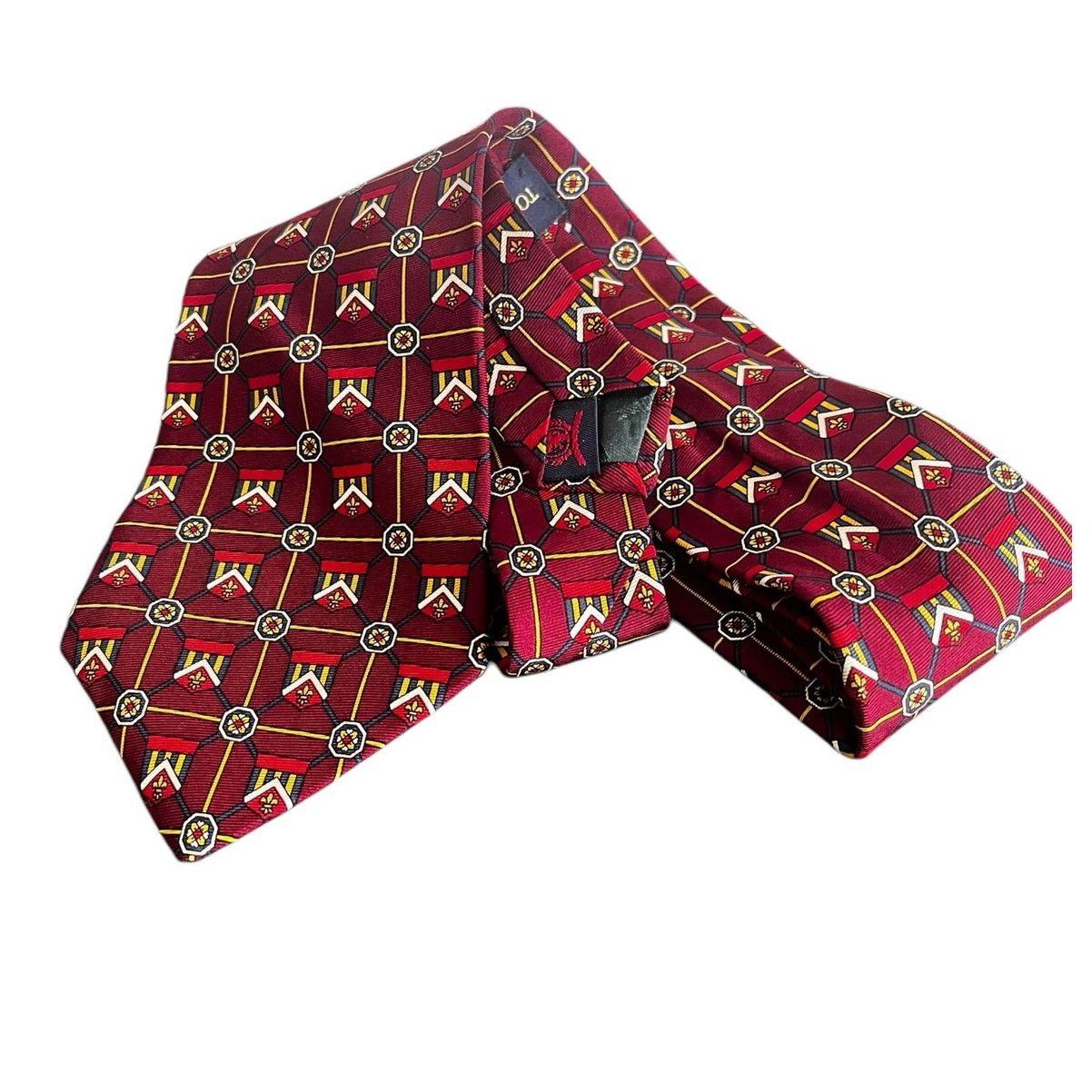 Tommy Hilfiger Tommy Hilfiger Maroon Navy Yellow Silk Neck Tie Size ONE SIZE - 2 Thumbnail