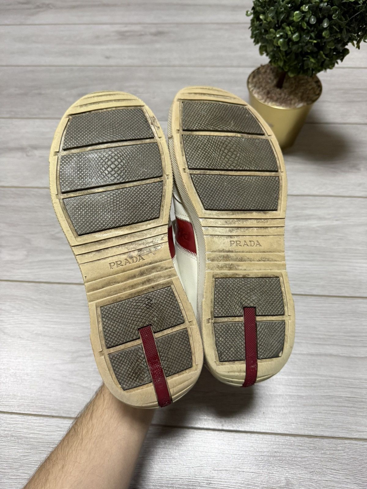 Prada Prada leather red tab sneakers shoes americas cup Size US 10 / EU 43 - 4 Thumbnail
