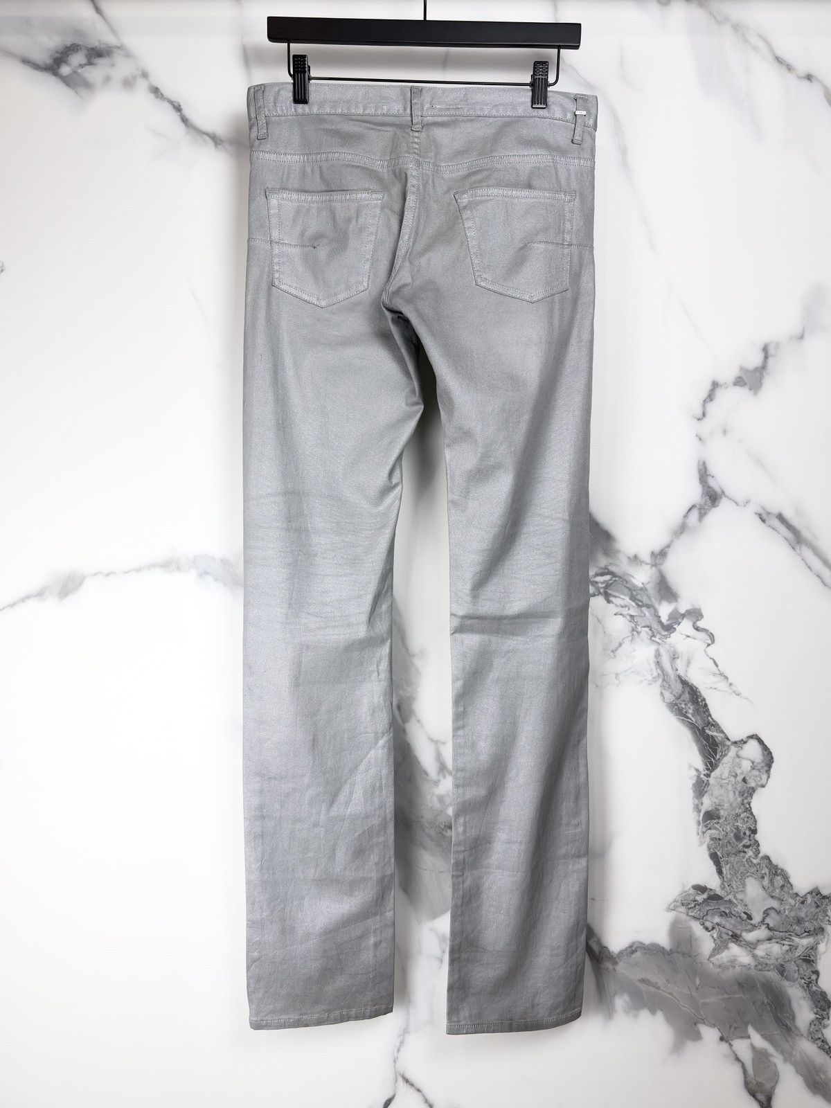 Dior × Hedi Slimane SS06 Dior Homme Silver Metallic Glitter Waxed Coated Jeans Size US 28 / EU 44 - 2 Thumbnail