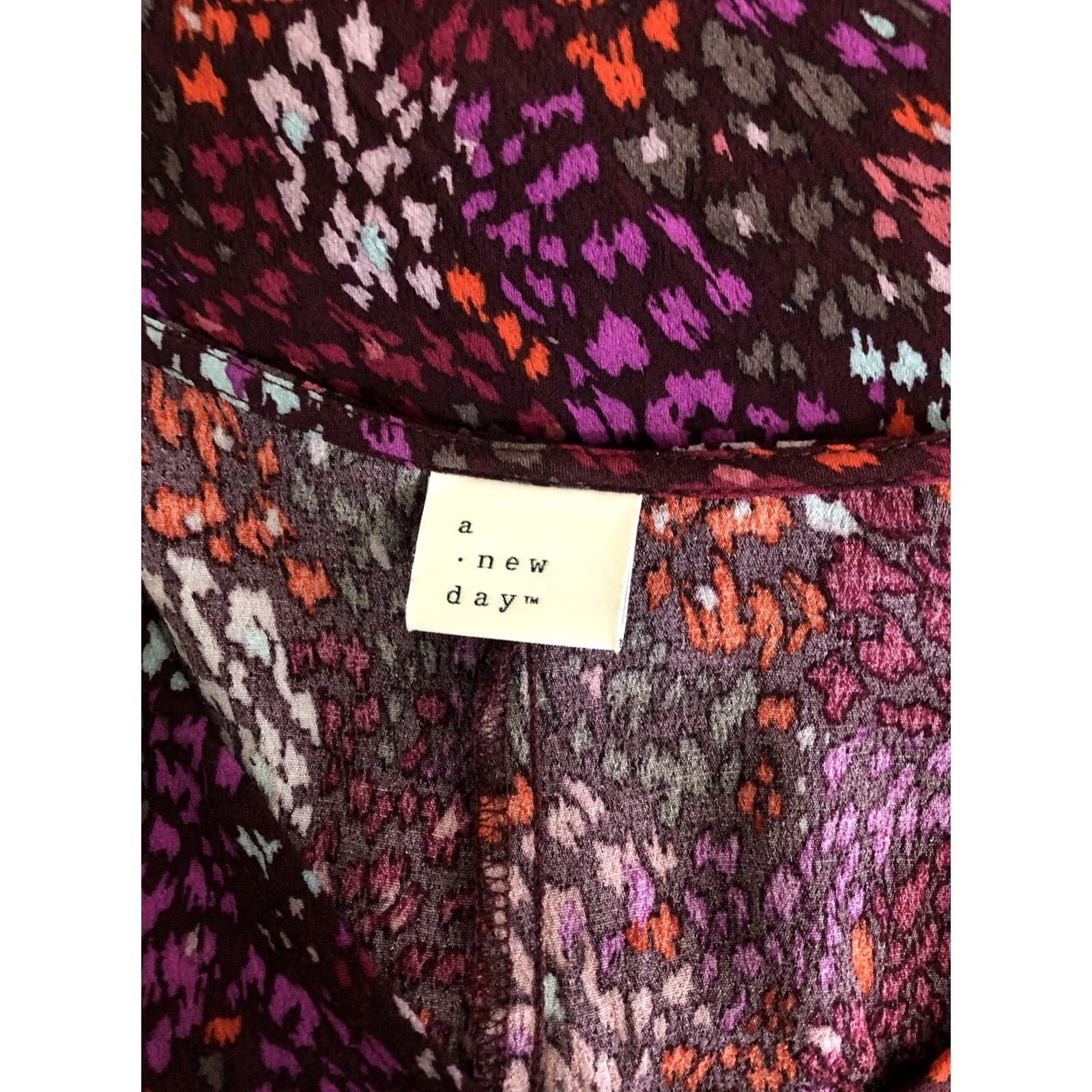 Vintage A new day Shift Dress XL purple multi Floral geo Hi-Low Knee Length pockets boho Size XL / US 12-14 / IT 48-50 - 4 Thumbnail