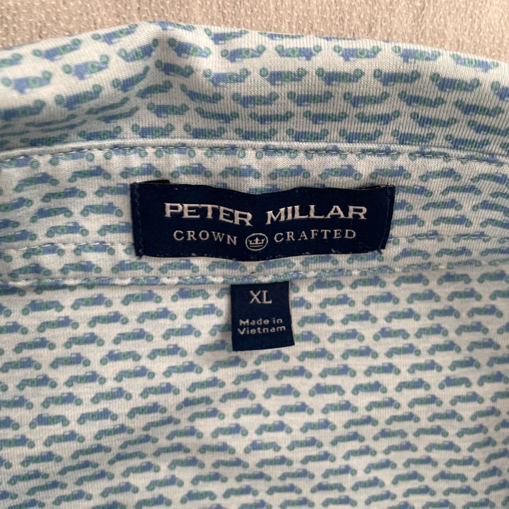 Peter Millar VINTAGE Peter Millar Crown Crafted Polo Shirt Mens Adult XL Blue All Over Race Car Print Golf Polo Shirt Mens XL Blue Cars 90s Size US XL / EU 56 / 4 - 6 Thumbnail