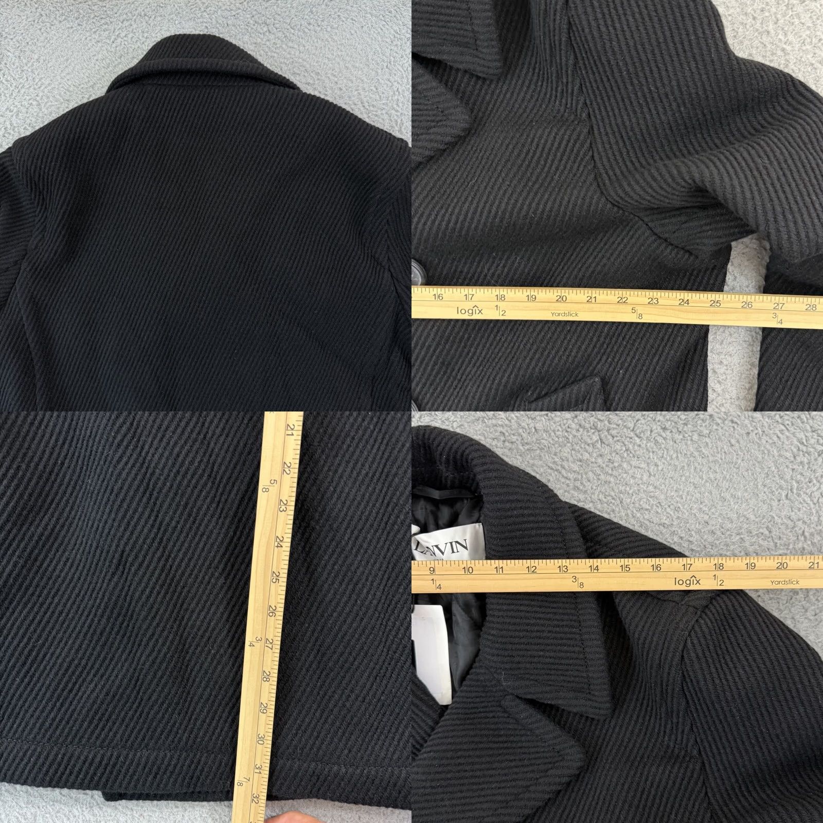 Lanvin VINTAGE Lanvin Signal Patch Jumbo Pea Coat Mens 54 Black Wool Snap NWT Signature Paris Lanvin Patch Logo Size US L / EU 52-54 / 3 - 10 Thumbnail