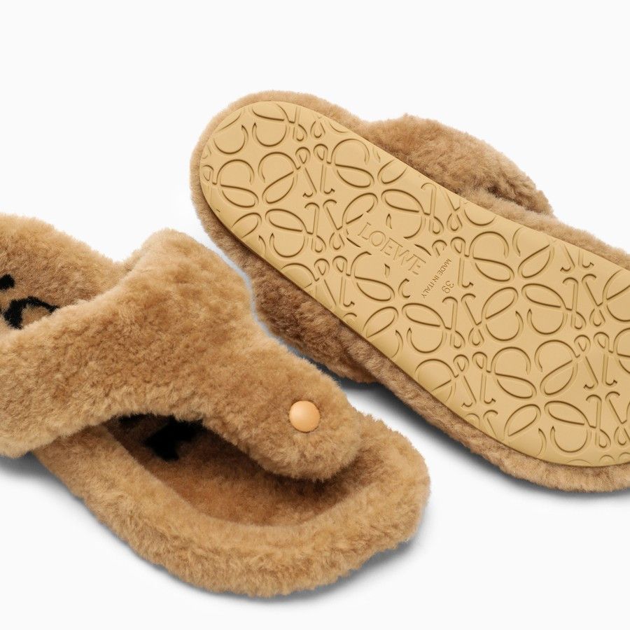 Loewe o1d2blof0824 Sheepskin Sandal in Brown Size US 10 / IT 40 - 5 Thumbnail
