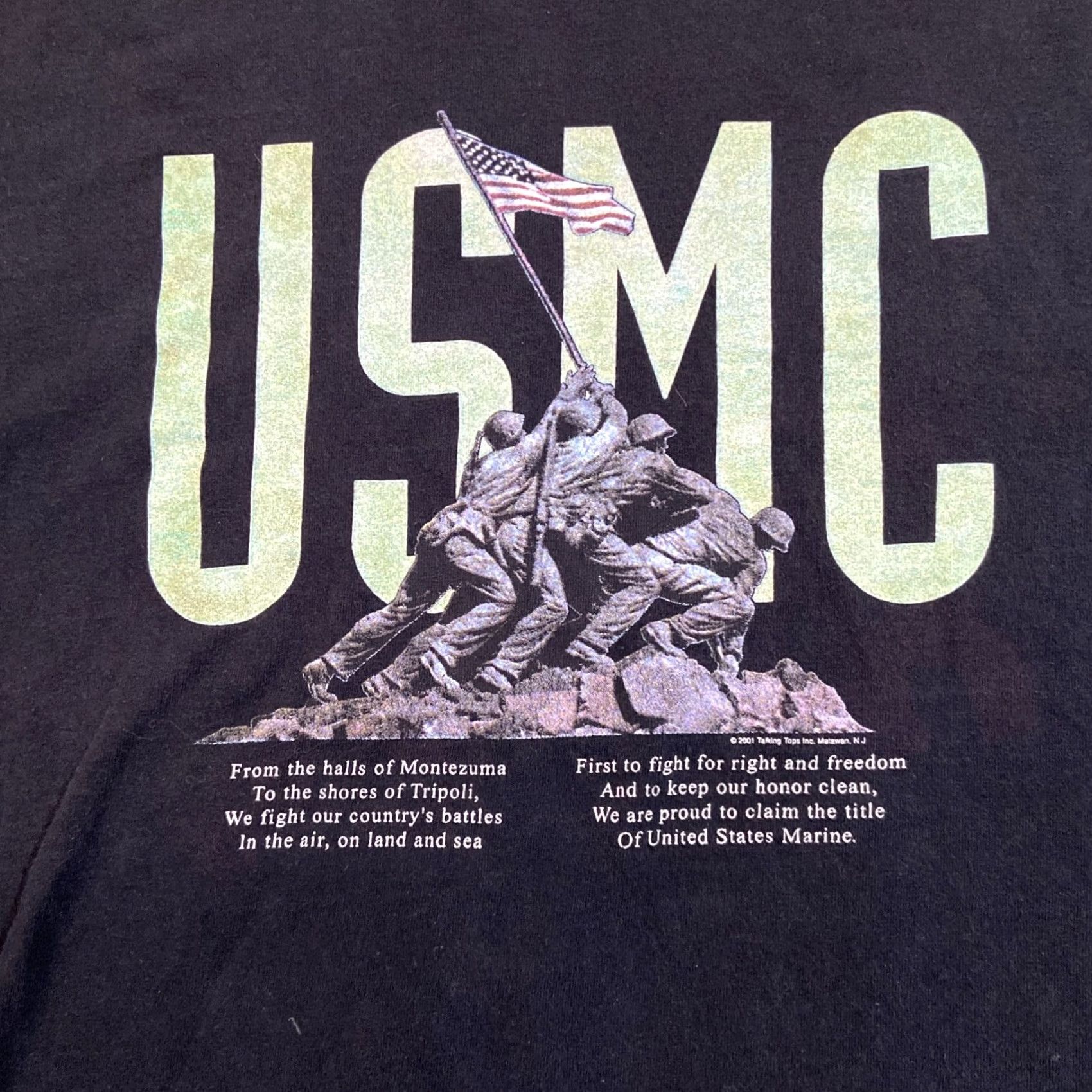 Fruit Of The Loom VINTAGE USMC Shirt Mens XL Black Marine Corps Iwo Jima Military Tee Made USA 90s Size US XL / EU 56 / 4 - 2 Thumbnail