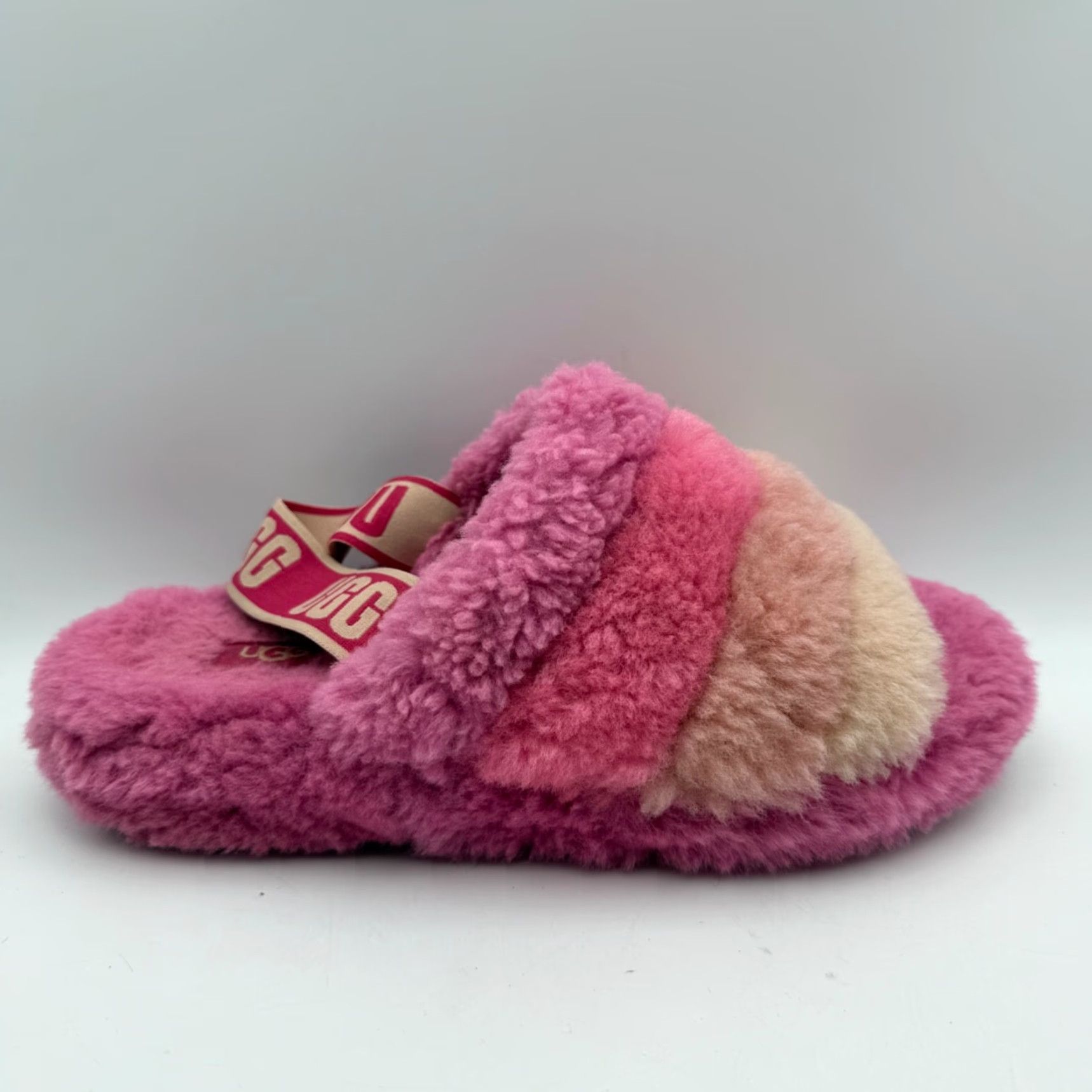 Ugg UGG Womens Fluff Yeah Slide Slipper Multicolor Pink Stripe Size 9 Pink Striped Faux Fur Upper Slipper Womens Shoes 9 Size US 9 / IT 39 - 5 Thumbnail
