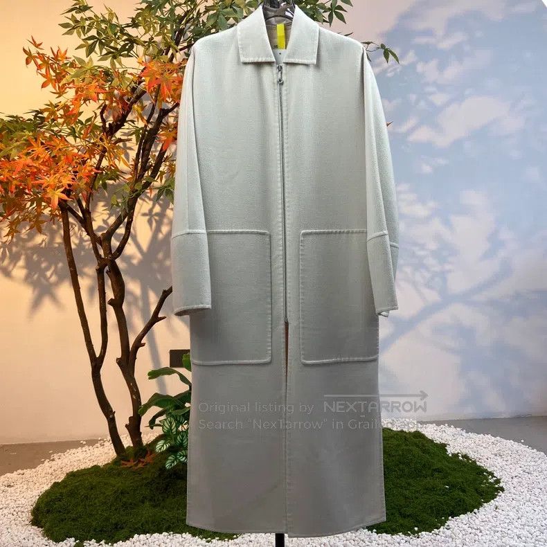 Hermes White Long Zipper Coat