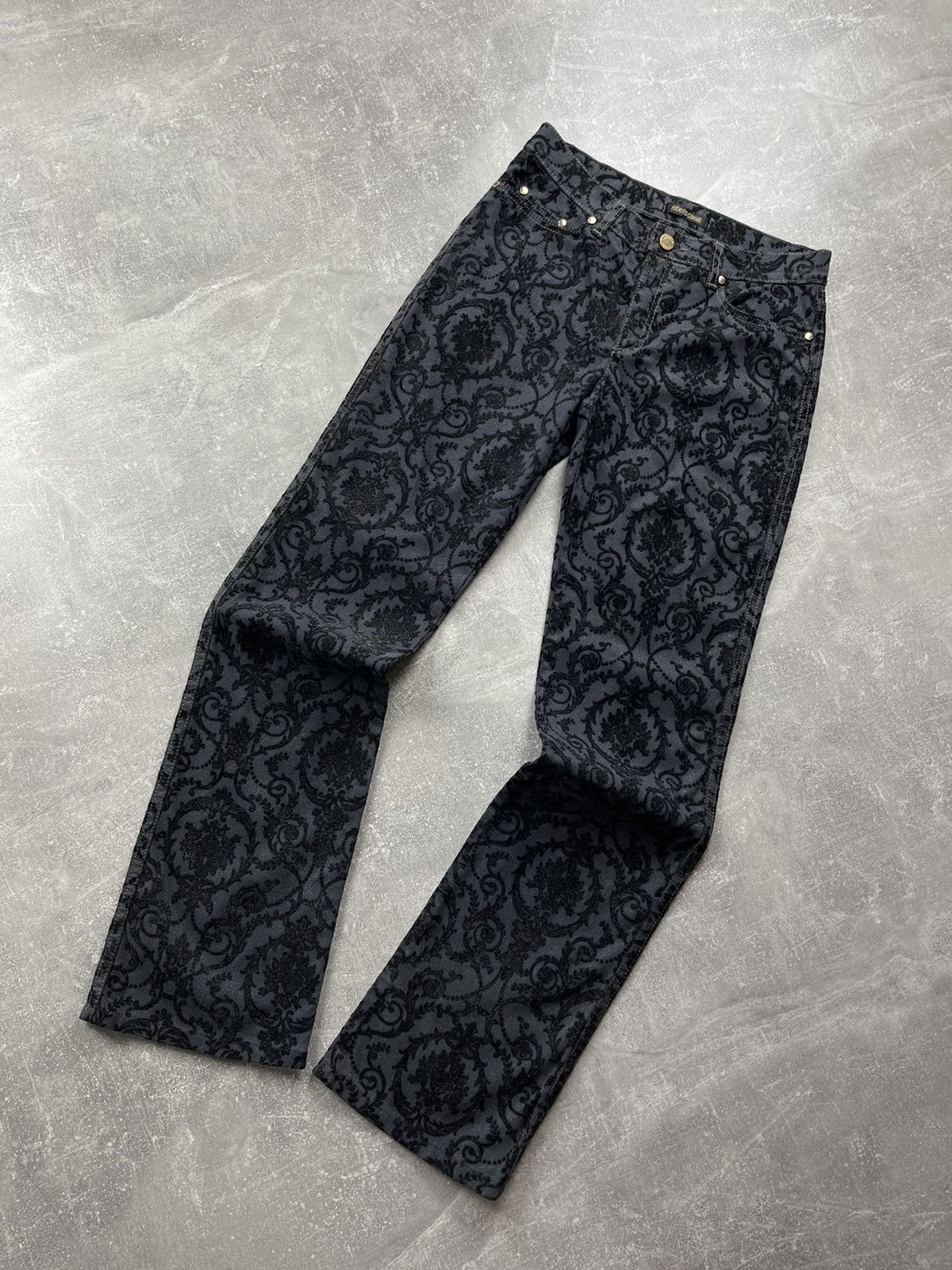 Just Cavalli Roberto Cavalli Archives Damask Baroque Pattern Pants 2000s Size 28" / US 6 / IT 42 - 6 Thumbnail